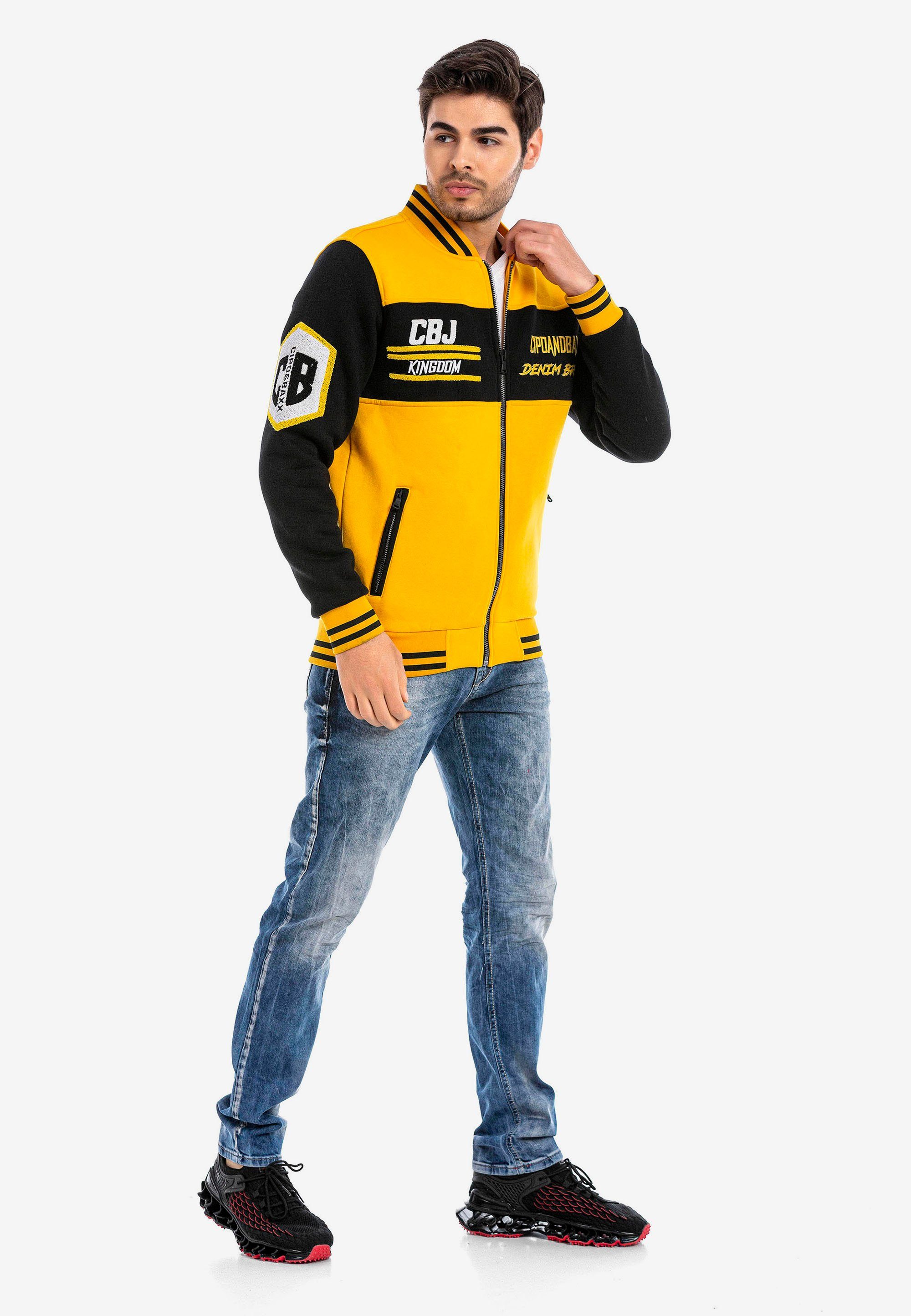 gelb-schwarz Baxx sportlichem Cipo & Sweatjacke Design in