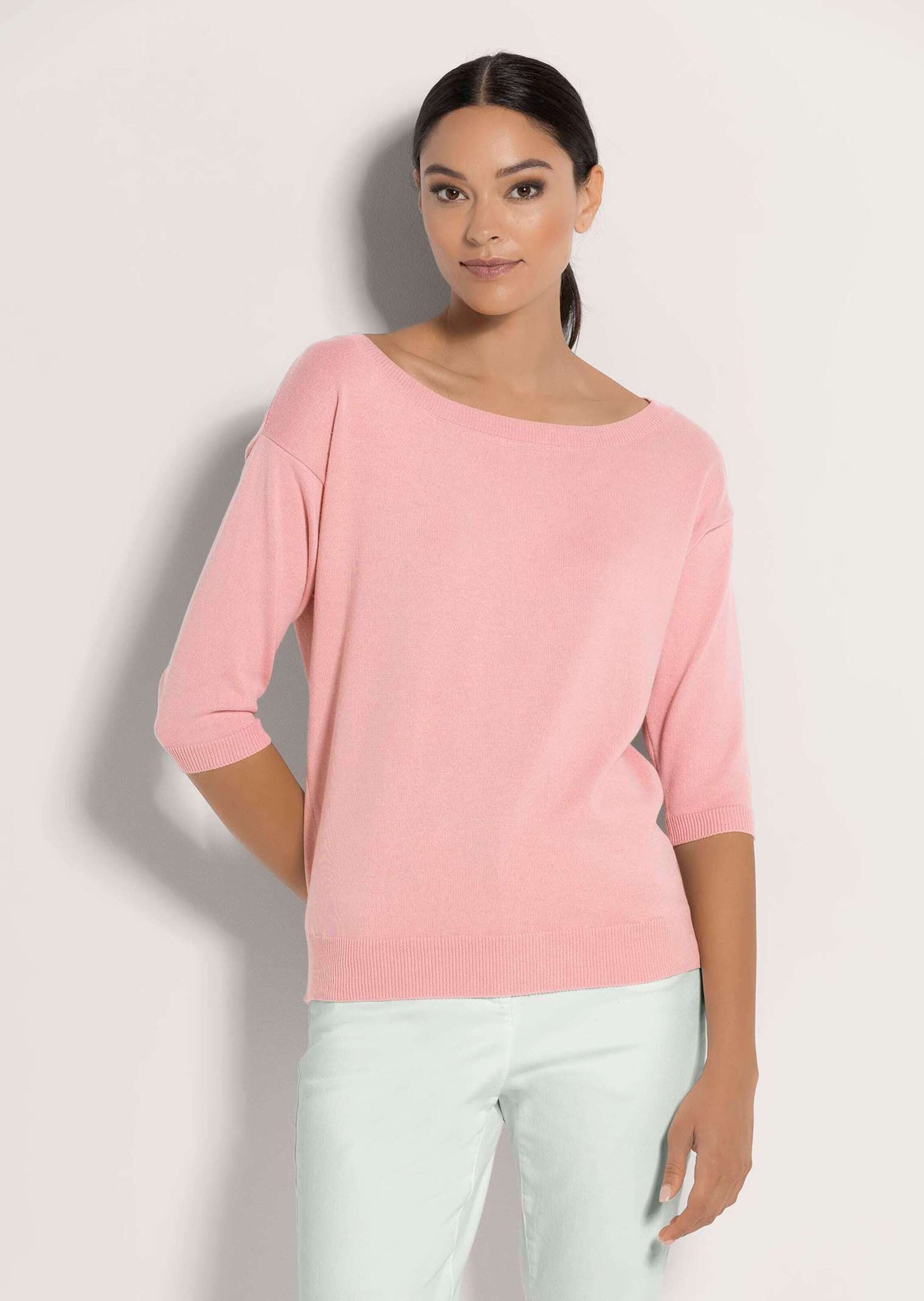 Strickpullover Rundhals-Pullover mit kurzen Ärmeln