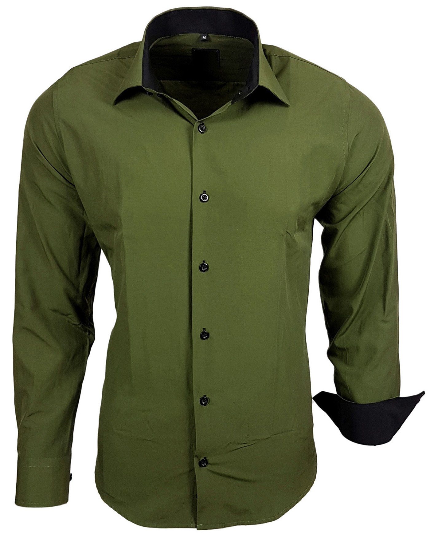 Baxboy Langarmhemd Kentkragen Businesshemd Slim Fit Hemd mit farblich abges günstig online kaufen