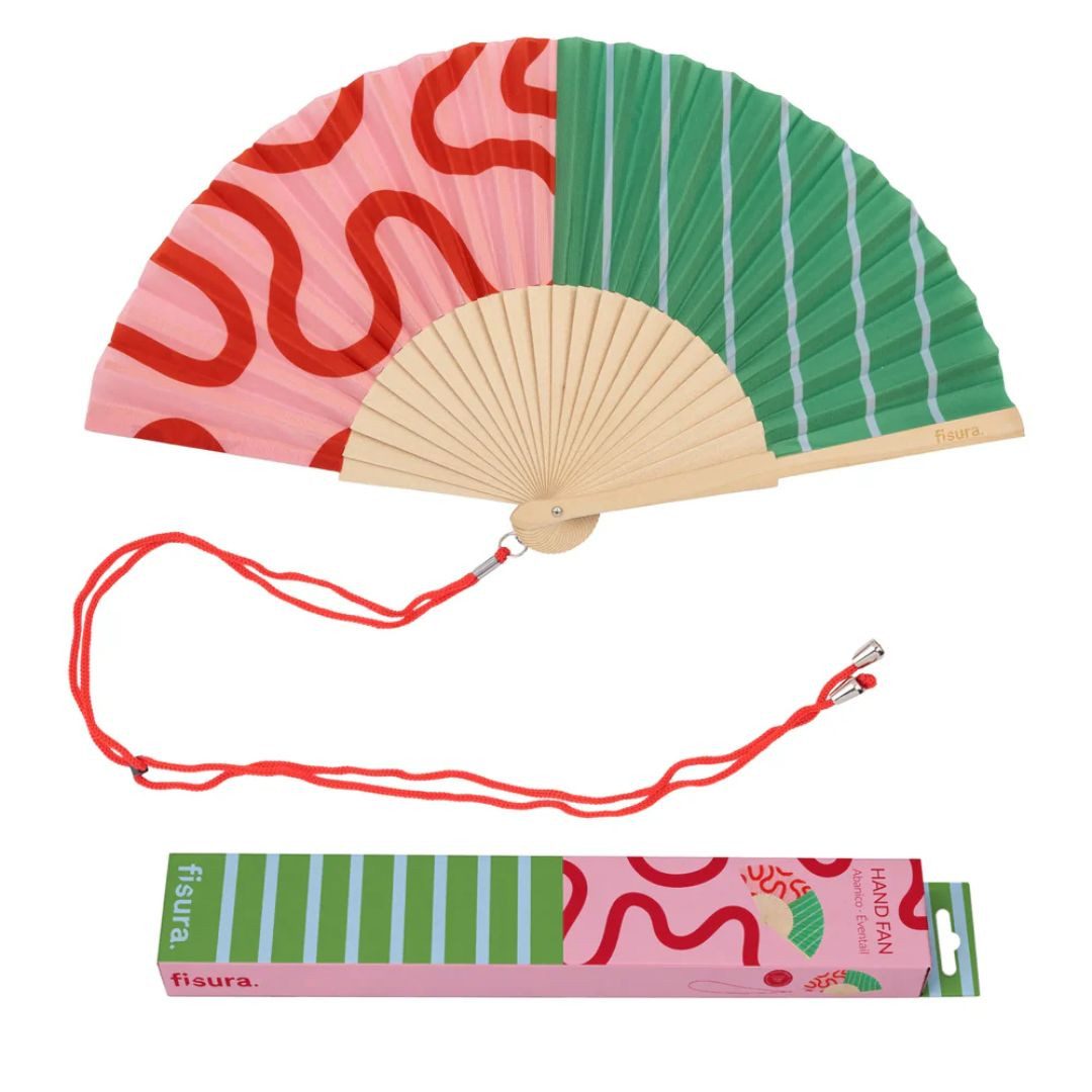 suebidou Handfächer Faltbarer Fächer gemustert Papier und Holz Fächer, (1 Fächer mit originellem Design), nachhaltig, kreativ