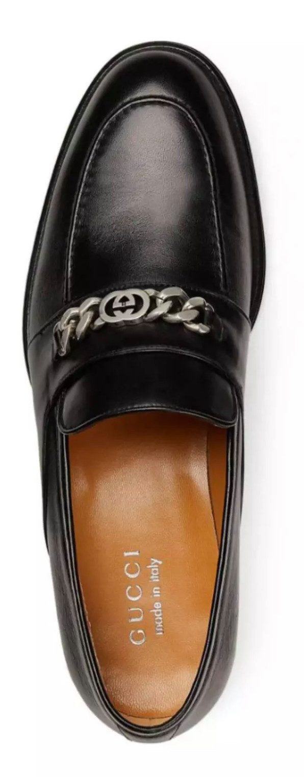 GUCCI Chain Slip-On Loafers Mokassin Kettenverzierung im Palladium-Ton mit Miniatur-Interlocking
