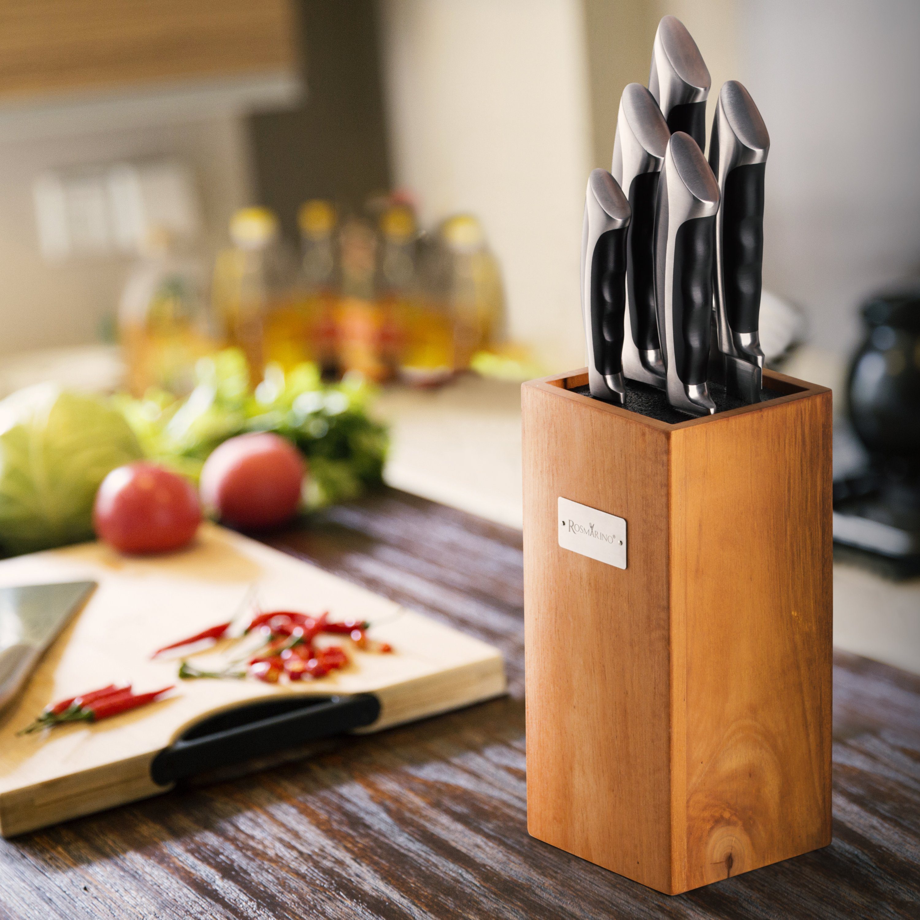 ROSMARINO Messerblock Messerblock aus und moderner - Holz Stabiler Messerhalter