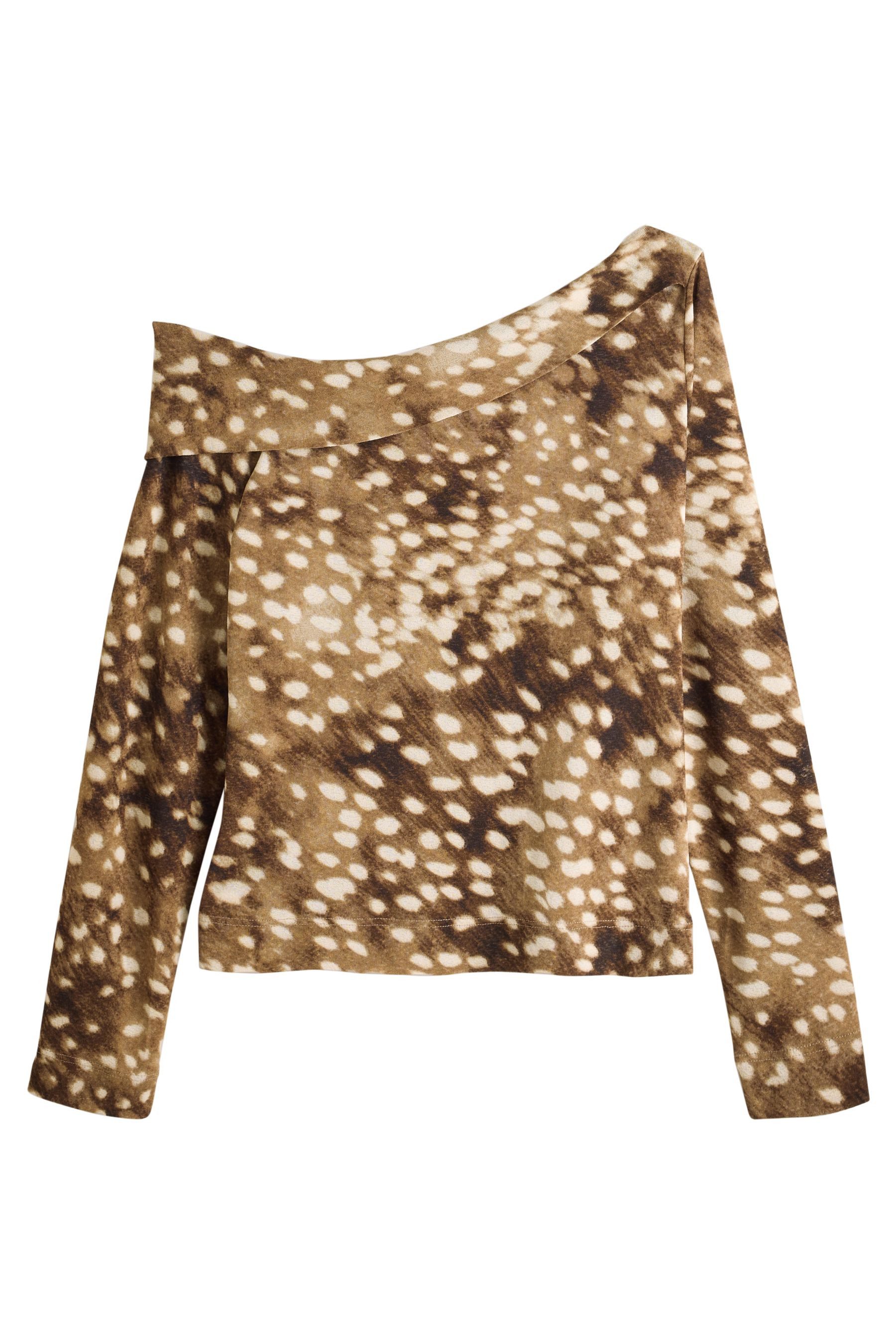 Next Blusenshirt Asymmetrisches Langarm-Oberteil mit Mesh (1-tlg)