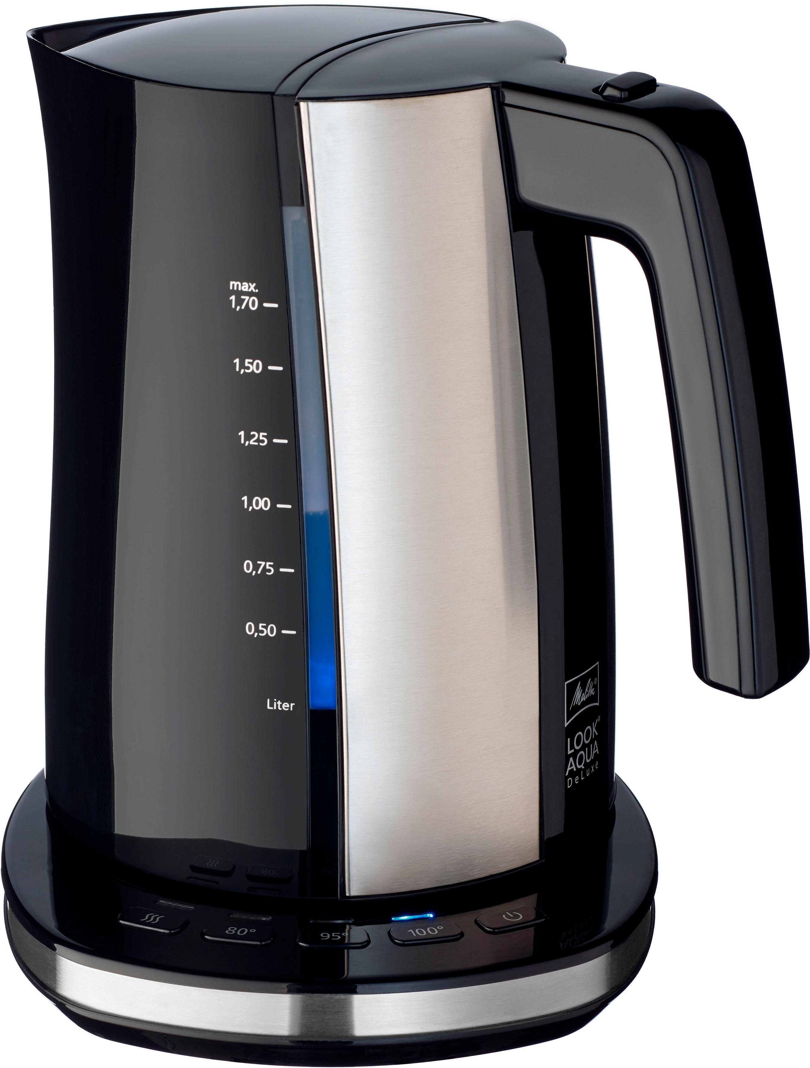 Melitta Wasserkocher Look Aqua Deluxe 1026-04, 1,7 l, 2400 W, Dreistufig einstellbare Temperatur (80°/95°/100)