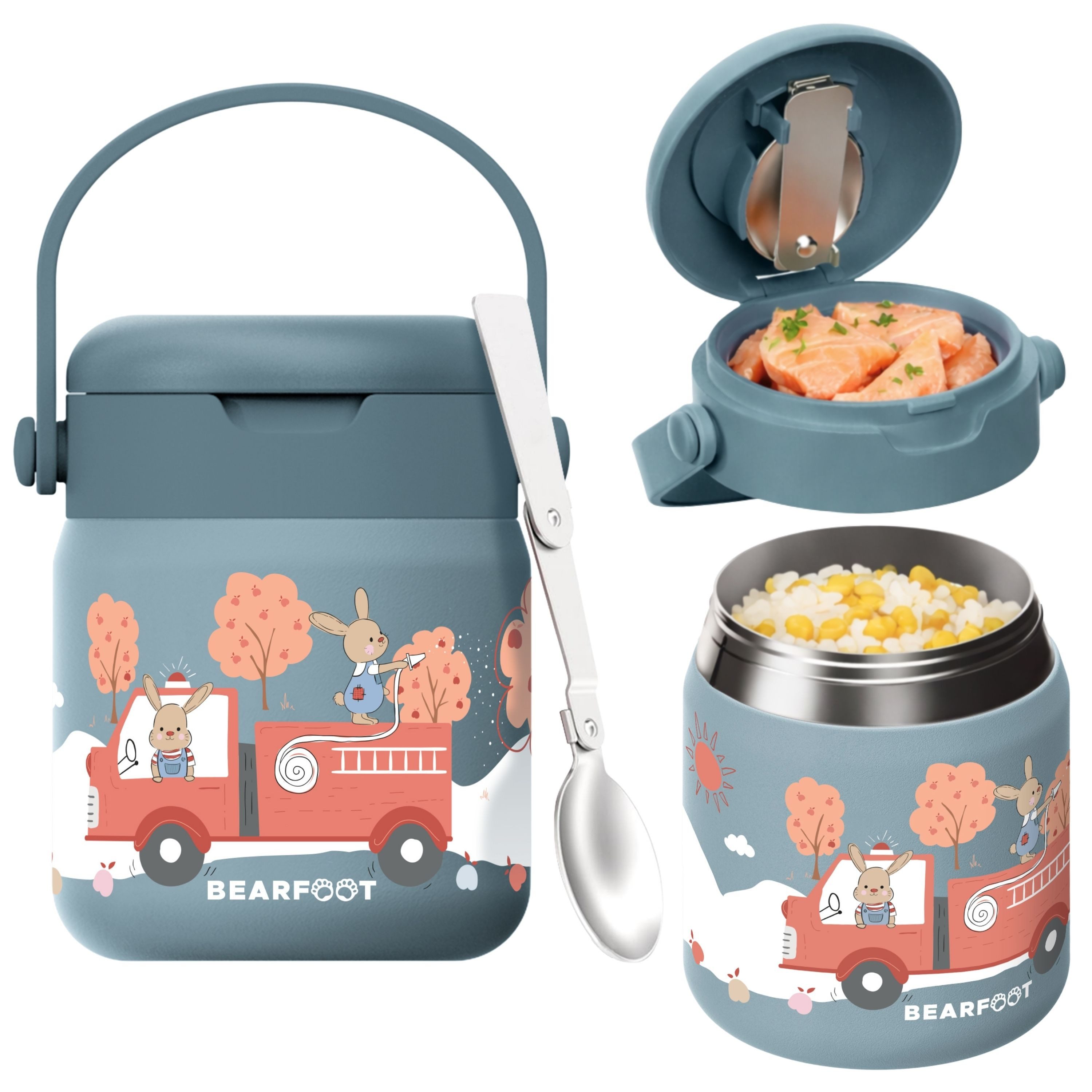BEARFOOT Trinkflasche Thermobehälter Kinder Edelstahl - Feuerwehr blau, Thermobehälter, auslaufsicher, Edelstahl, Food jar, BPA-frei