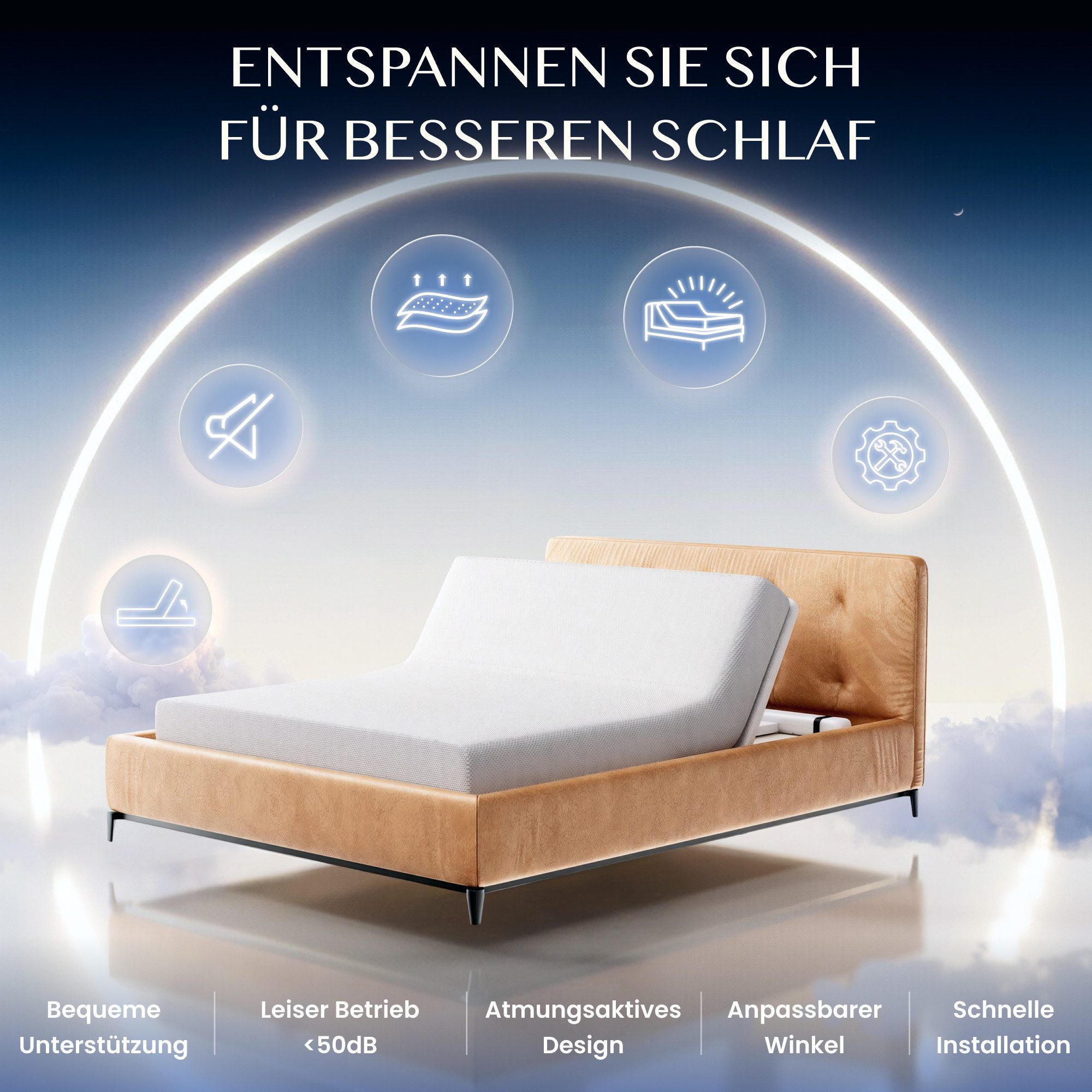Lattenrost Elektrischer verstellbarer Lattenrost 90 x 200, FLEXISPOT, 0-60° verstellbar, ultraflach 70 mm,leise <50 dHB, 2-Tasten-Handsteuerung, Anti-Rutsch-System,ideal als Geschenk für Senioren & Liebe
