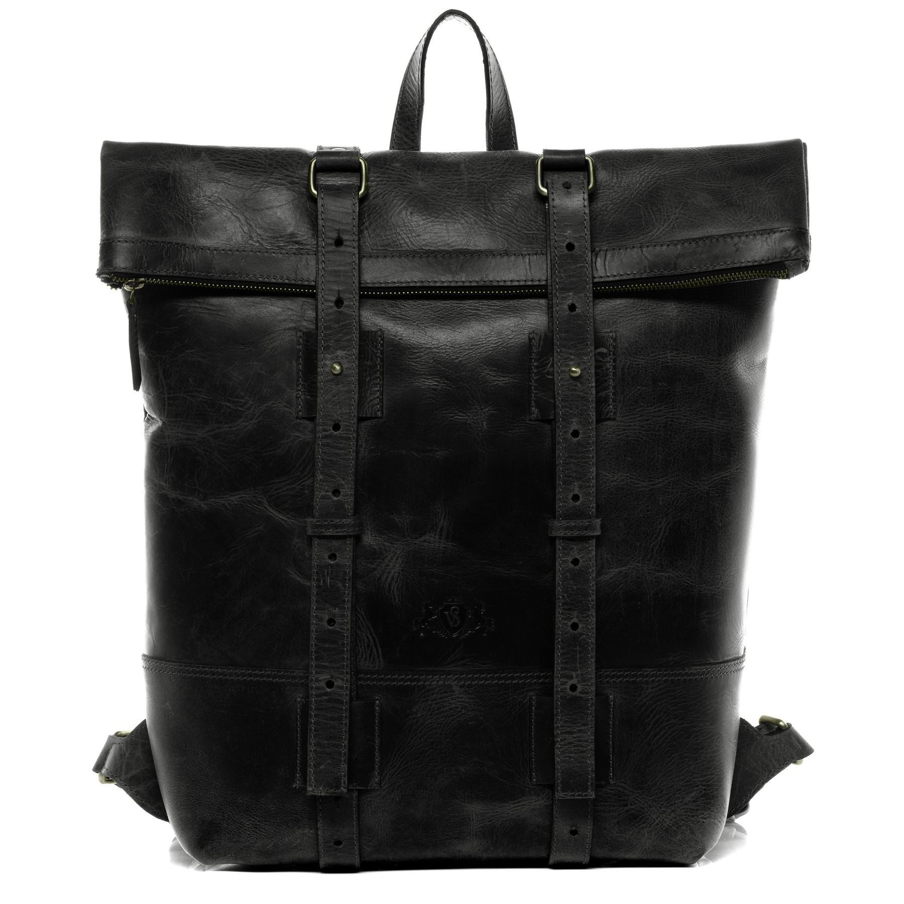 Rucksack echt Leder Rucksack groß 15 Zoll Laptop Fach schwarz