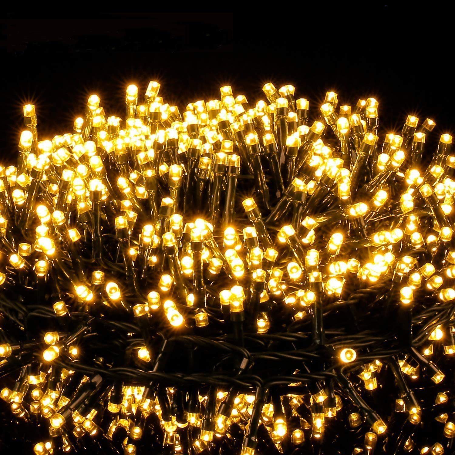 Elegear LED-Lichterkette warmweiß Weihnachtslichter, 100-flammig, 8Modi