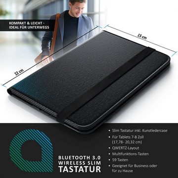 Aplic Tablet-Tastatur (Bluetooth, Kunstledercase für 7-8" Tablets, flaches & kompaktes Format)