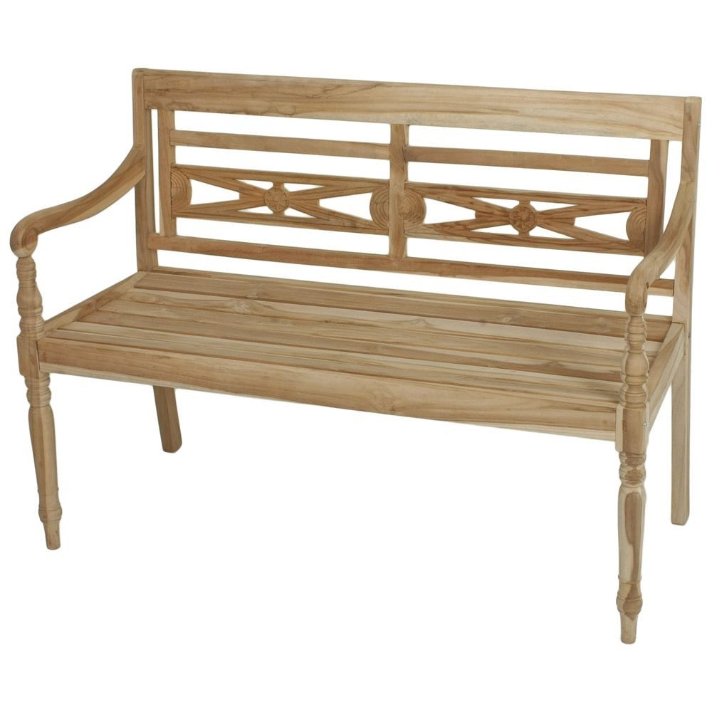 Lomadox Gartenbank SOLINGEN-120, Bank aus Teakholz, 2-Sitzer, ca. 120x86x55 cm