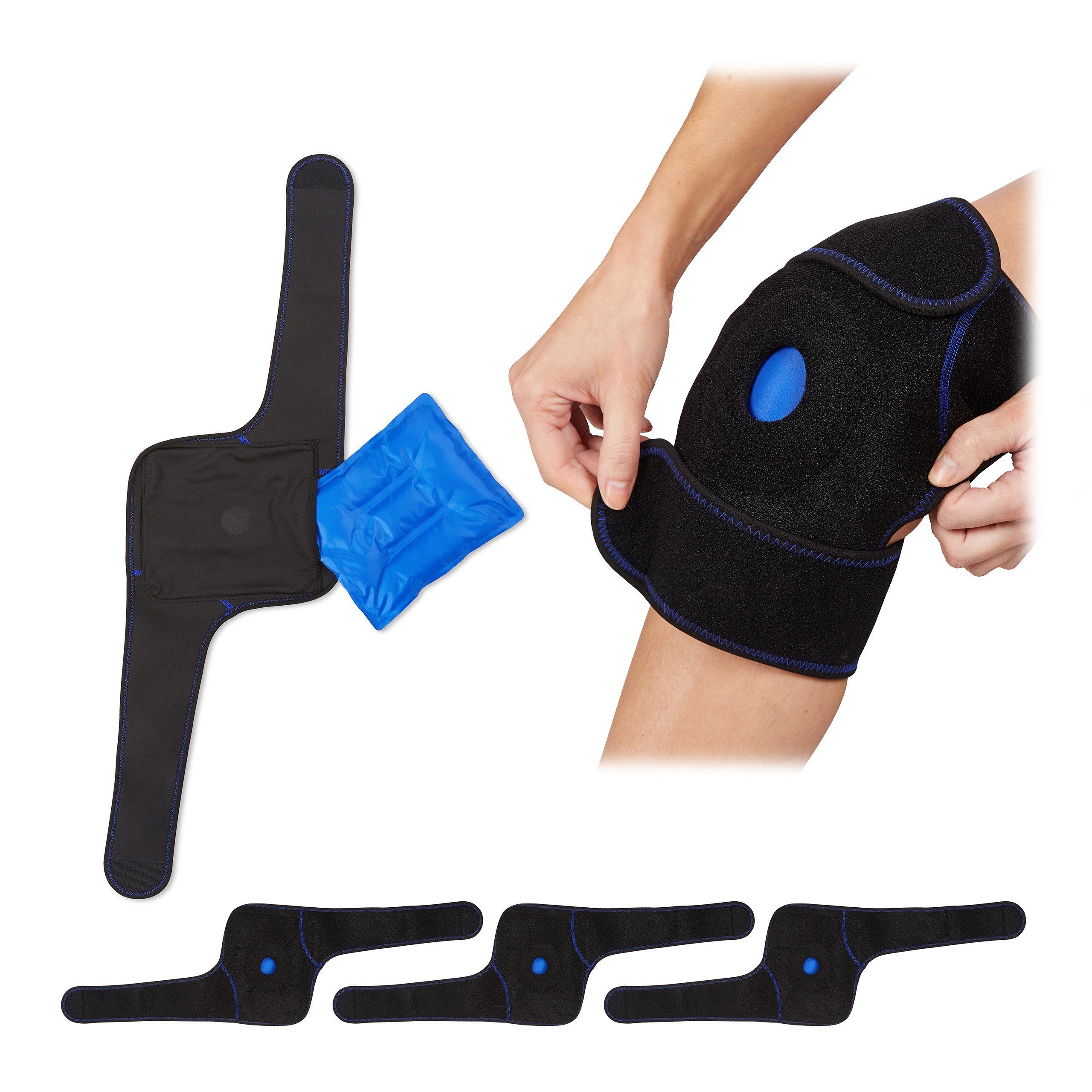 Gelkissen 4 x Kühlkissen Knie mit Klettverschluss