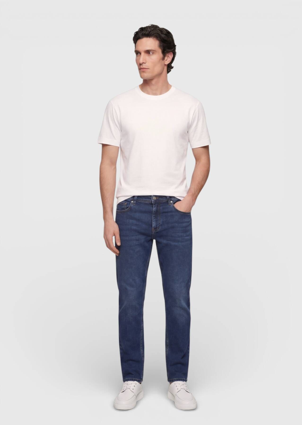 RAMSEY Jeanslatzhose Indigo Slim Fit Denim Baumwollhose