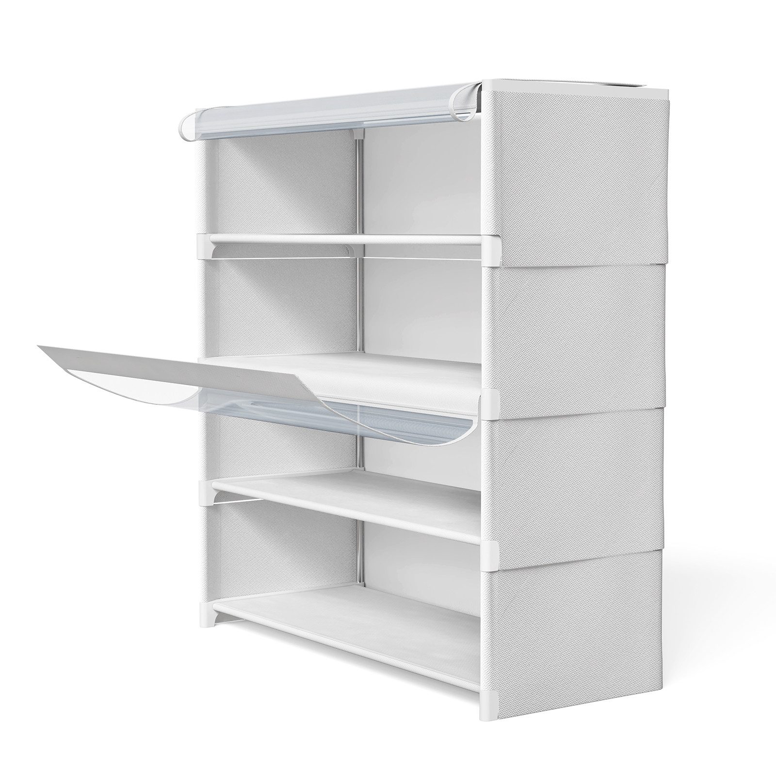JEOBEST Schuhregal 4-stufiger Schuhschrank, mit Staubdichtem, Schuh-Organizer, Platzsparend, Schuhaufbewahrung aus Stoff, PP-Kunststoff – Bild 3 von 5