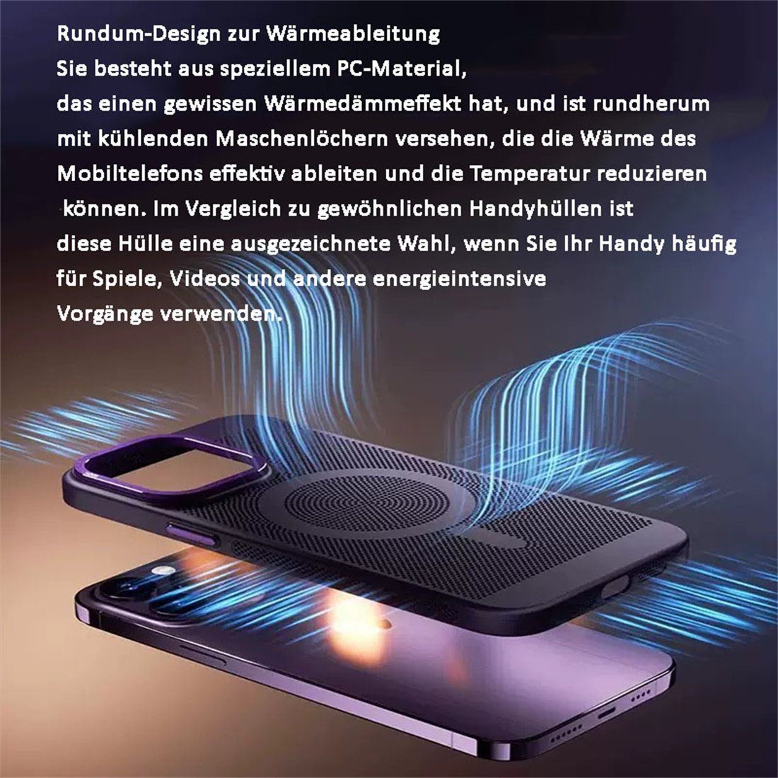 DÖRÖY Handytasche Handy-Hüllen Für iPhone Plus,Wärmeschutzhülle,Magnetische lila Saughülle 14