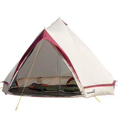 Skandika Tipi-Zelt Comanche 8, Farbe: Sand/Rot, Campingzelt für bis zu 8 Personen