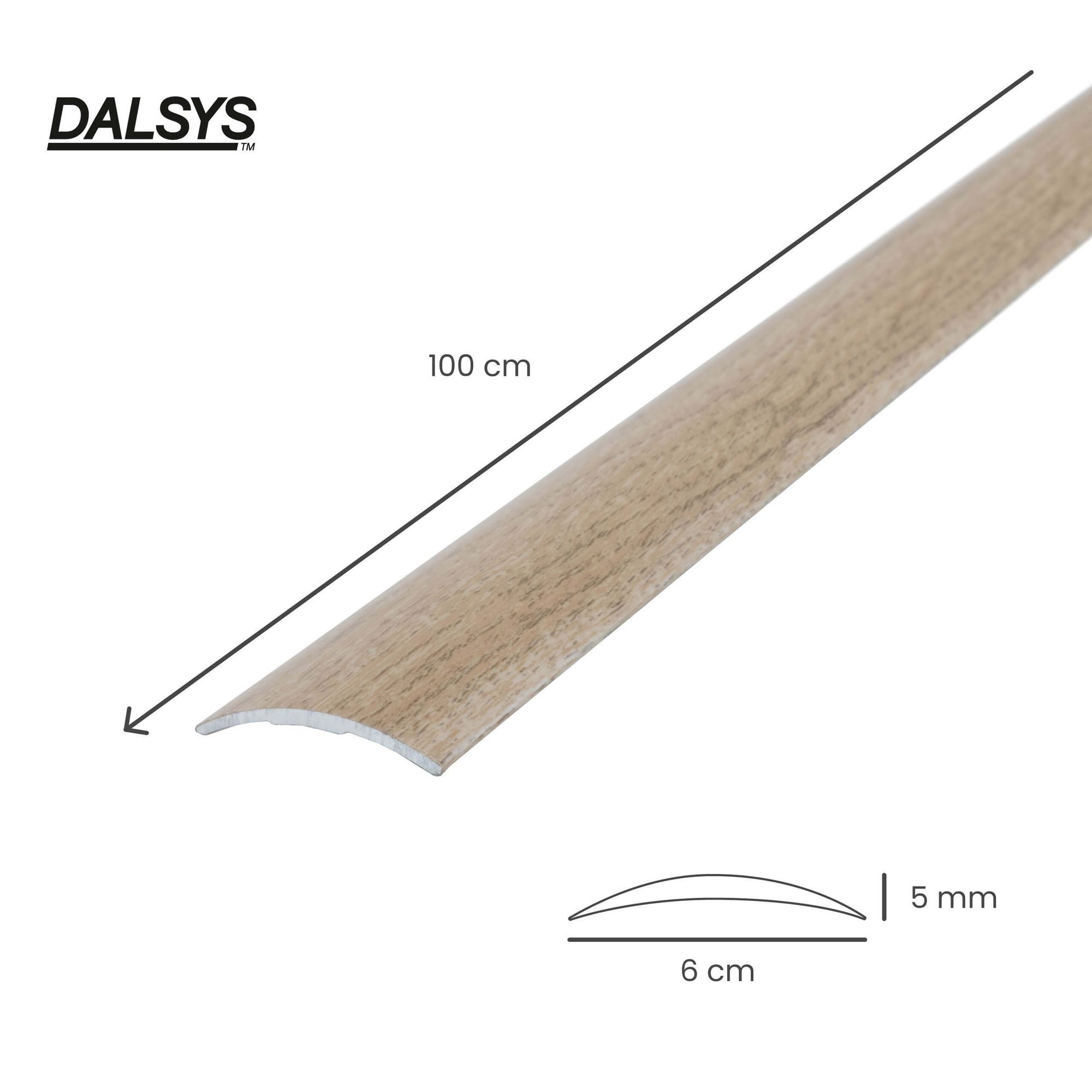 Dalsys Übergangsprofil selbstklebendes Ausgleichprofil (100cm x 60mm in der Farbe Eiche hell, 1-St), aus Aluminium, geeignet für u.a. Fliesen, Laminat und Parkett