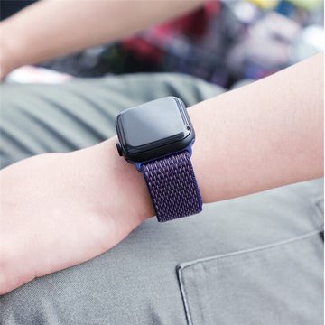 SmartUP Smartwatch-Armband Für Apple Watch 9 8 7 6 5 4 3 2 1 SE Nylon Sport Ersatz Band Loop, Atmungsaktiv, Schweißresistent, stufenlos einstellbar