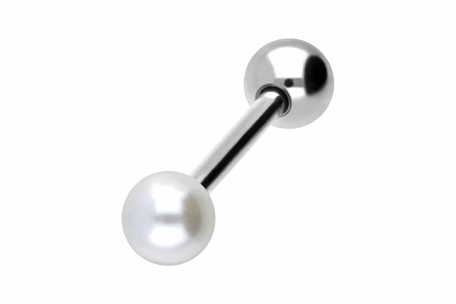 PIERCINGLINE Brustwarzenpiercing Chirurgenstahl Barbell SYNTHETISCHE PERLE + CHIRURGENSTAHL-KUGEL (Barbells, 1-tlg)