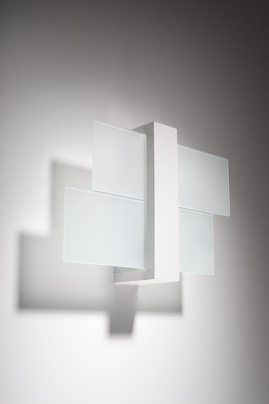 Licht-Erlebnisse Wandleuchte LEDA, ohne Leuchtmittel, Wandlampe Glas Holz Weiß Modern H:30cm E27 Kunstvoll Flur Wohnzimmer