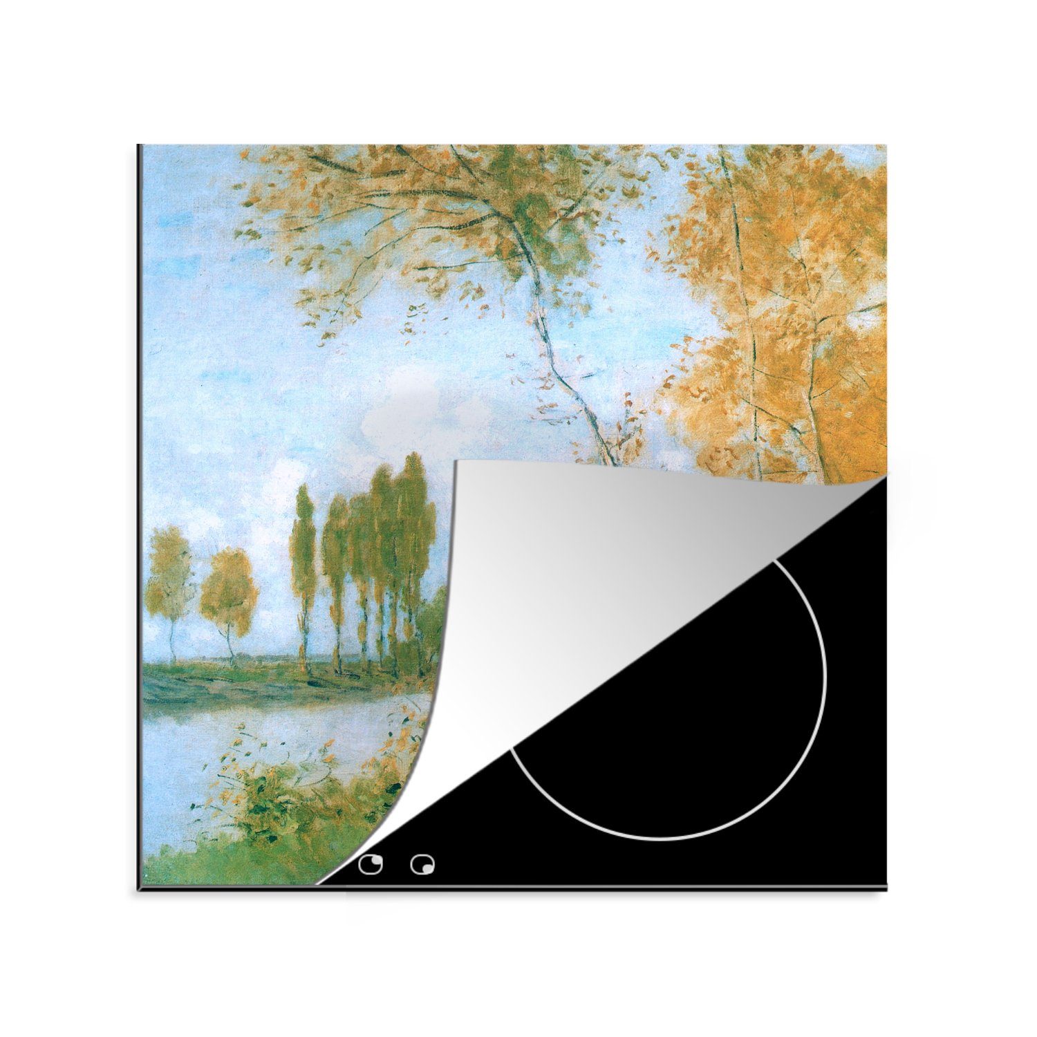 MuchoWow Herdblende-/Abdeckplatte Frühling in Argenteuil - Claude Monet, Vinyl, (1 tlg), 78x78 cm, Ceranfeldabdeckung, Arbeitsplatte für küche