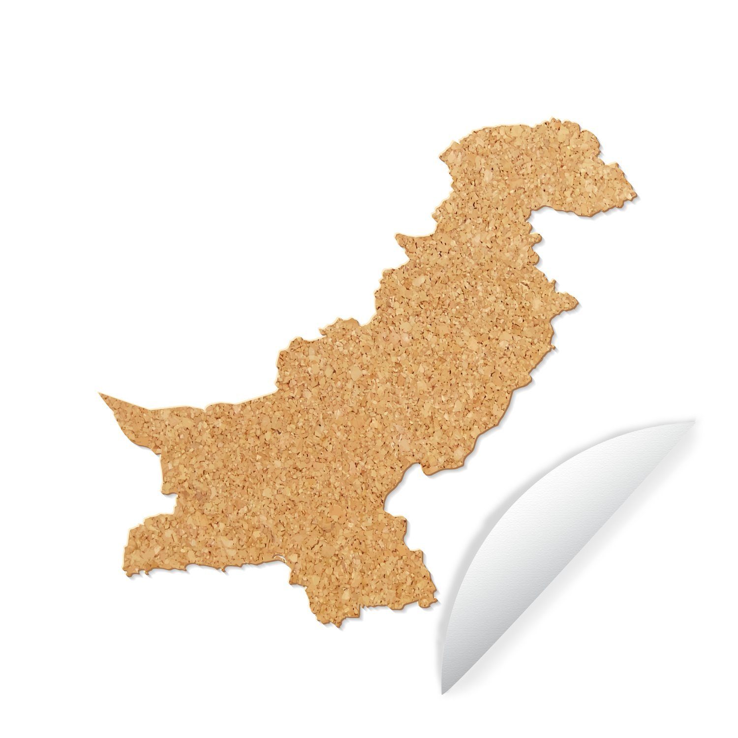 MuchoWow Wandsticker Eine Illustration einer orangefarbenen Karte von Pakistan (1 St), Tapetenkreis für Kinderzimmer, Tapetenaufkleber, Rund, Wohnzimmer