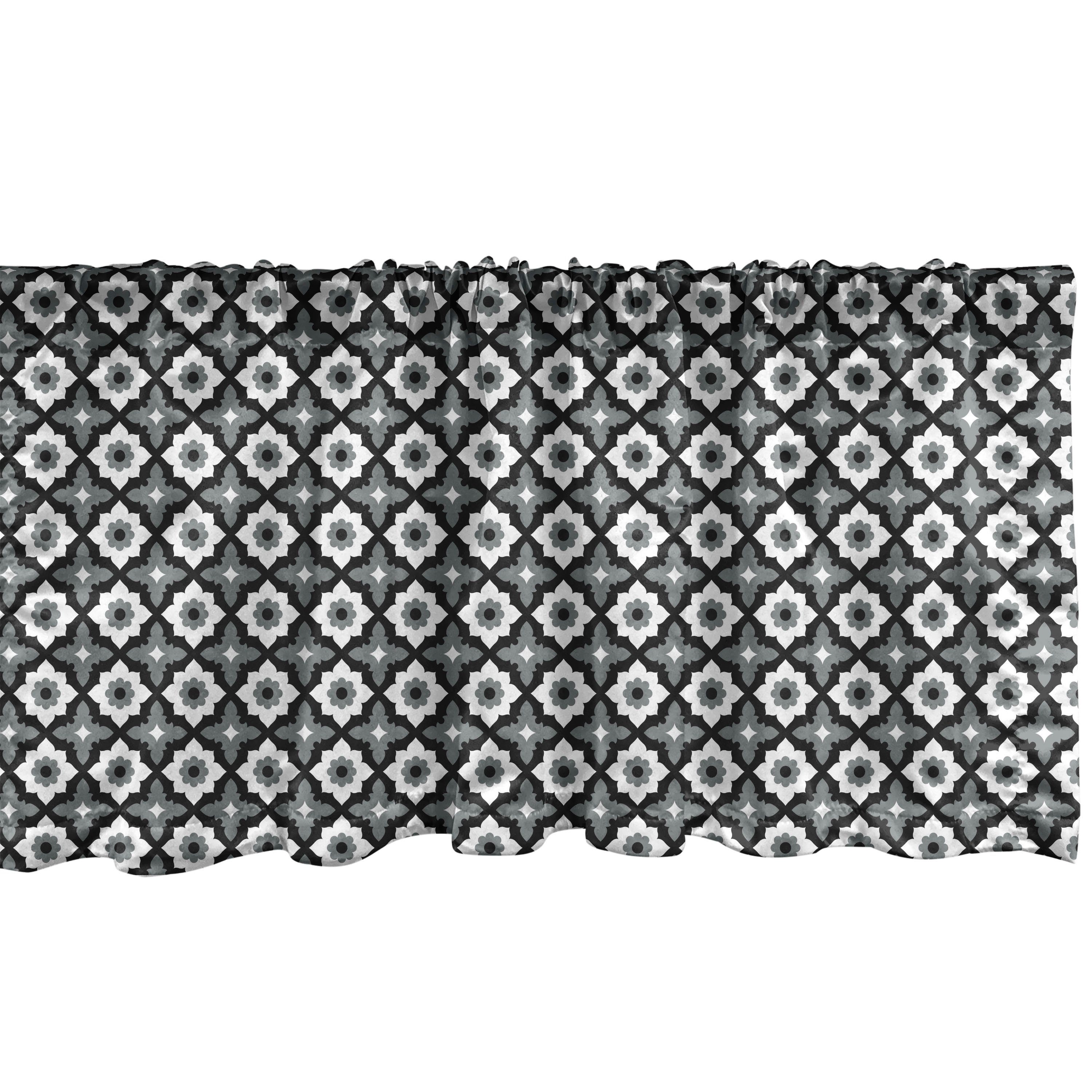 Microfaser, Dekor Quatrefoil mit Küche Stangentasche, für Blumenmotiv Abakuhaus, Volant Klassisches Scheibengardine Schlafzimmer Vorhang