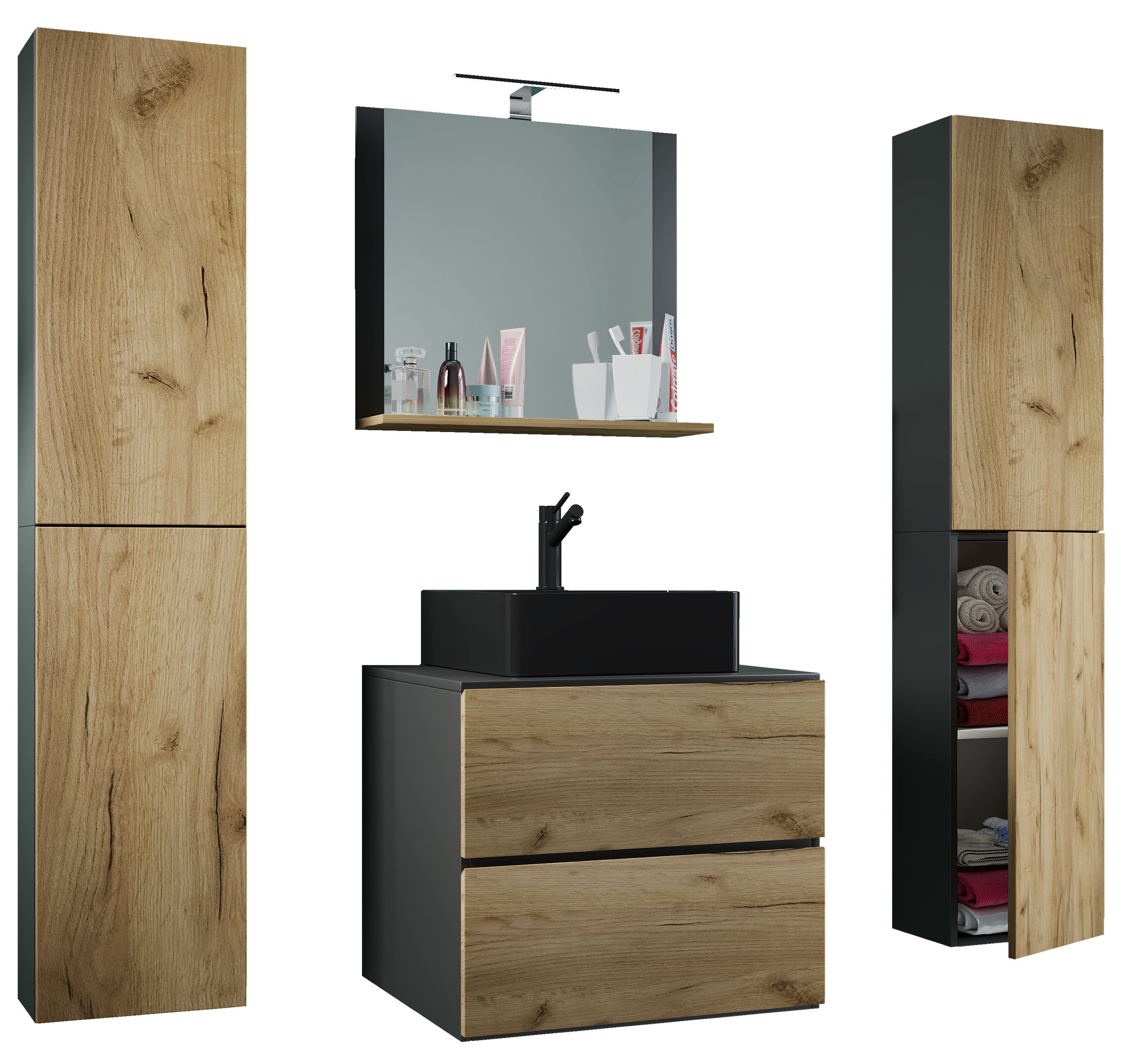 VCM Waschtisch 5-tlg Waschtisch Badmöbel 60cm Lendas XL Schublade (5-St)