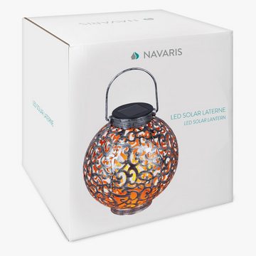 Navaris LED Gartenleuchte LED-Solarlaterne aus Metall - mit Tragegriff - 16cm