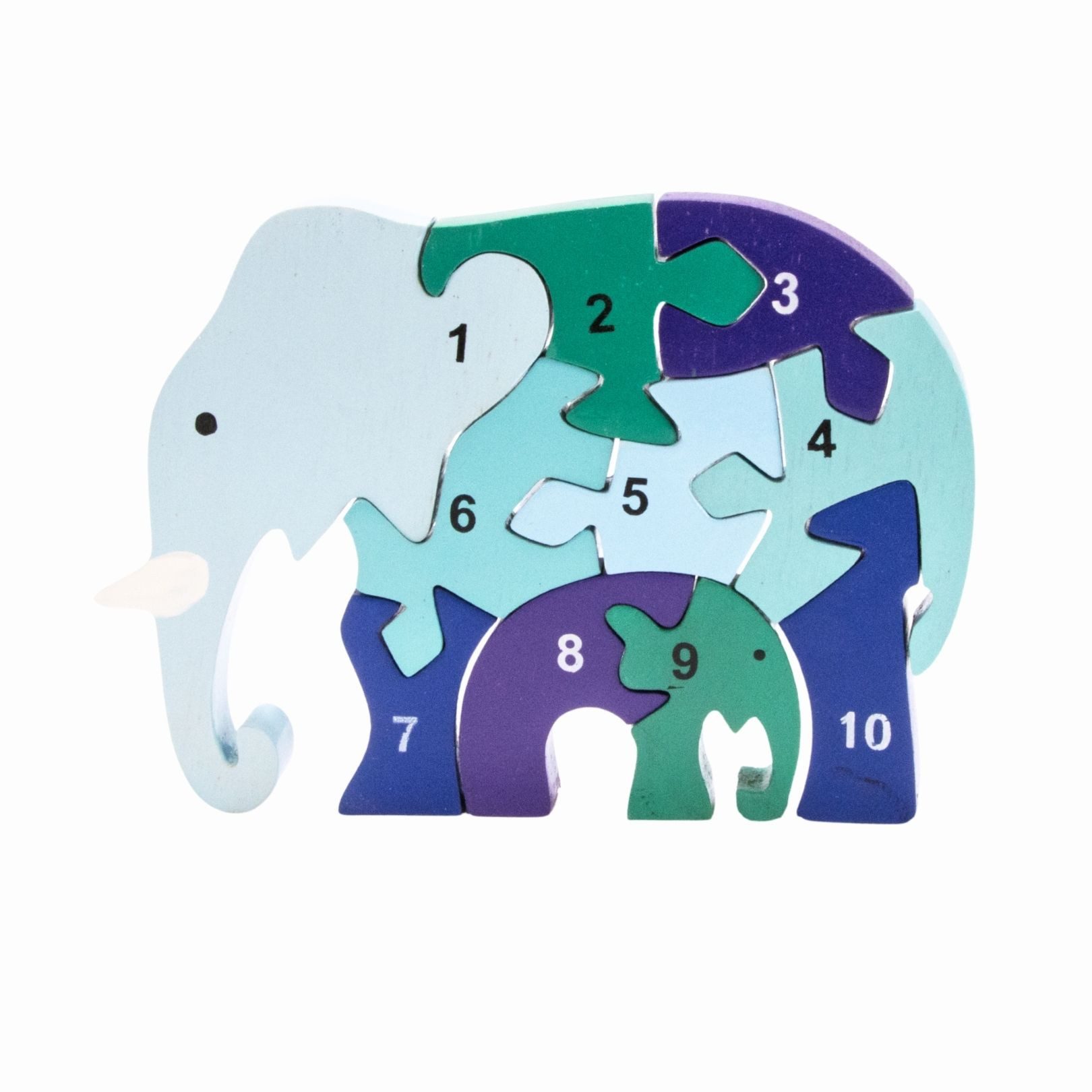 GICO Steckpuzzle Holzpuzzle Elefant mit Zahlen von 1 bis 10- 3941, Puzzleteile