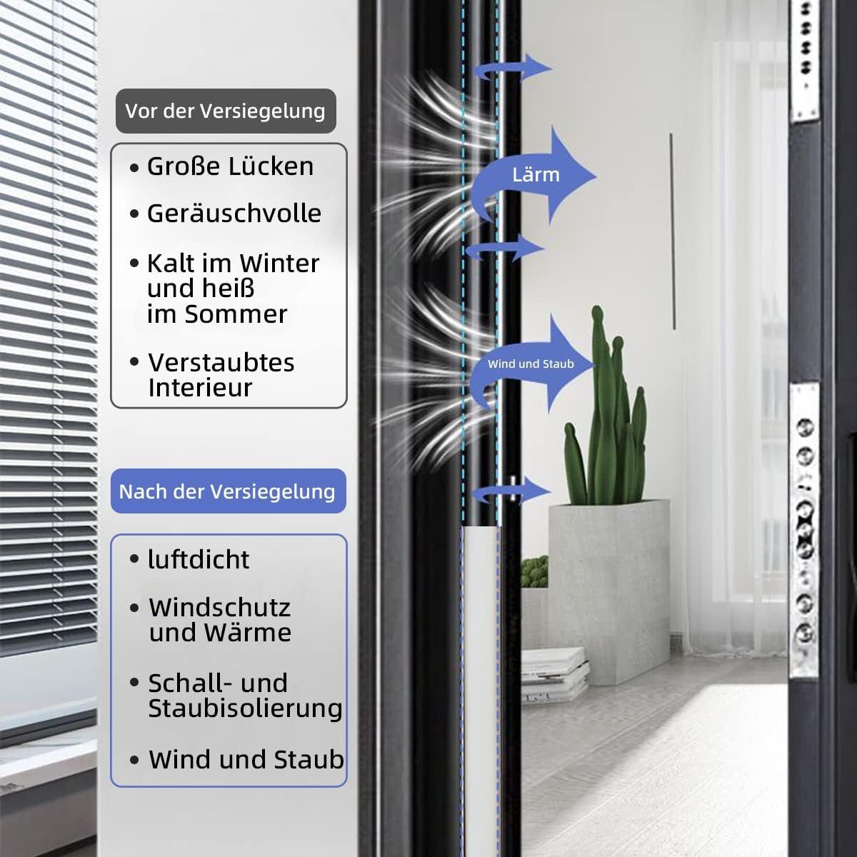 FELIXLEO Dichtungsband Türdichtung Dichtungsband Selbstklebend, Flexibel, Wasserdicht 6M, (1-St) – Bild 4 von 5