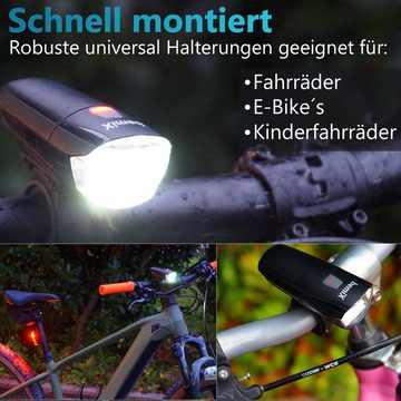 bemiX Fahrradbeleuchtung LED Fahrradlicht-Set StVZO Scheinwerfer & Rücklicht Batteriebetrieb, Helle LEDs, Energiesparend