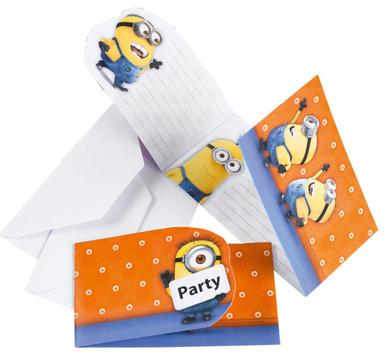 Amscan Einladungskarten 6 Minions Einladungen inkl. Umschlag Geburtstag Kindergeburtstag Party, Minion