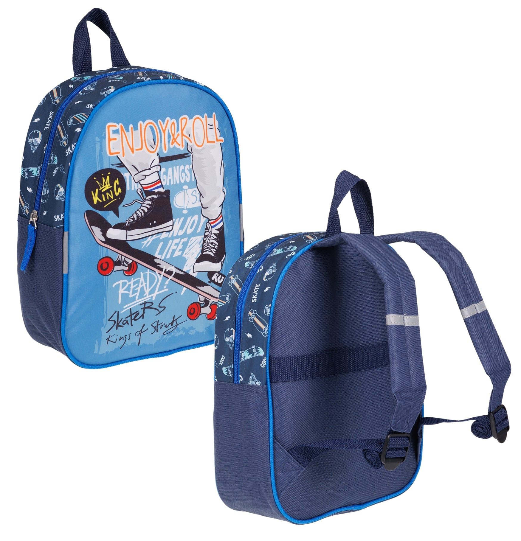 fabrizio® Kinderrucksack Rucksack Jungen Mädchen Kindergarten Tasche, Kindergartenrucksack Kinder Handgepäck Skateboard Rookie 20651 +e