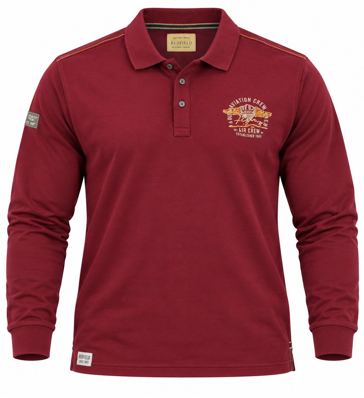 redfield Langarm-Poloshirt Übergrößen Langarm- Poloshirt Style 2402-LS Red