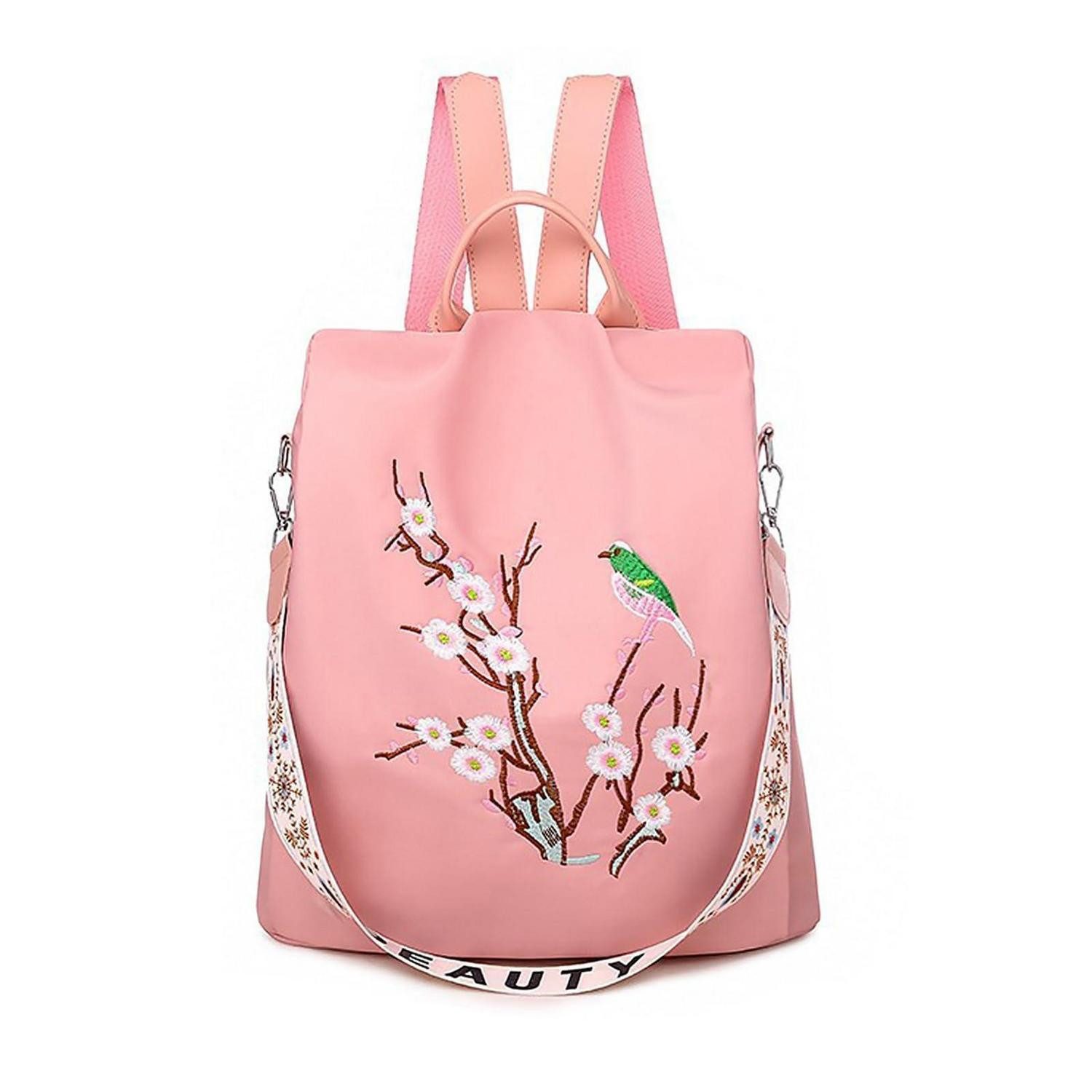 LuxusKollektion Cityrucksack Rucksack Damen Vogel Rosa 31x11x30cm