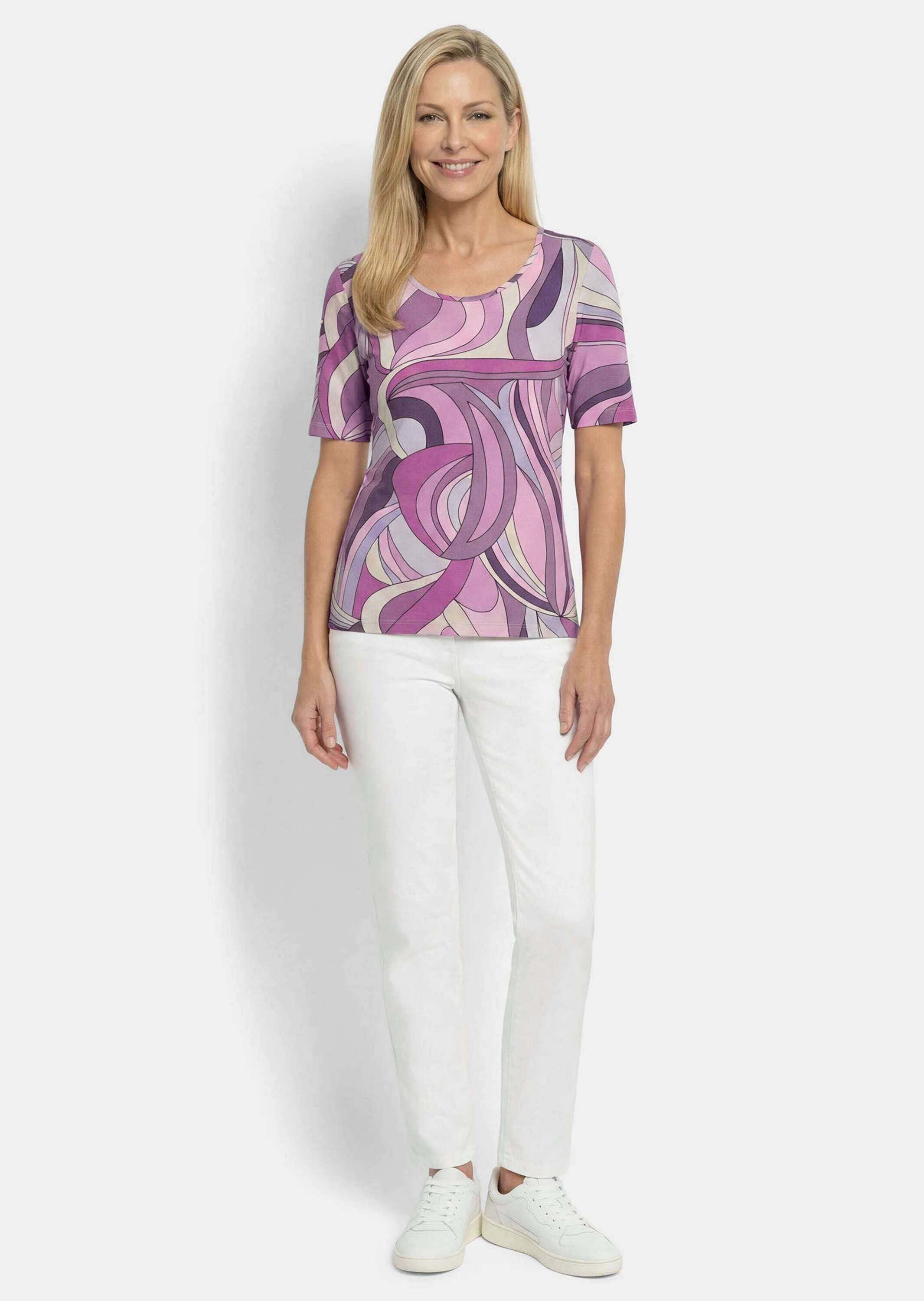 GOLDNER T-Shirt Viskoseshirt mit kunstvollem All-over-Print