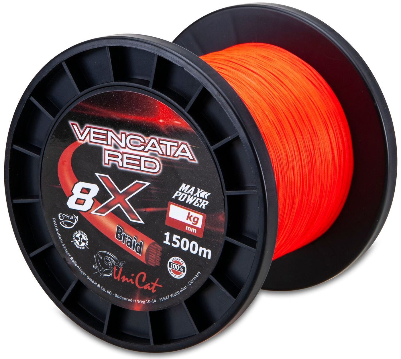 Angelschnur Uni Cat 0,50mm 48kg Vencata Red Line 8X - 1500m Welsschnur