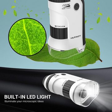 autolock Mini-Mikroskop für Kinder, 60X-135X Taschenmikroskop mit LED, Minimikroskop