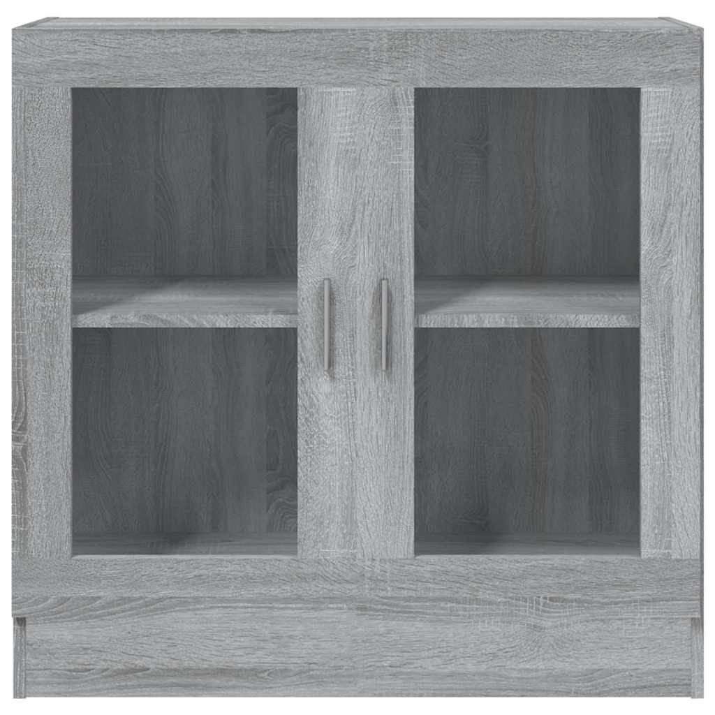 furnicato Vitrine Vitrinenschrank Grau Sonoma 82,5x30,5x80 cm aus Holzwerkstoff und Glas (1-St) Schaufenker mit zwei Fächern, Glastüren und inkl. Wandhalterung – Bild 5 von 5