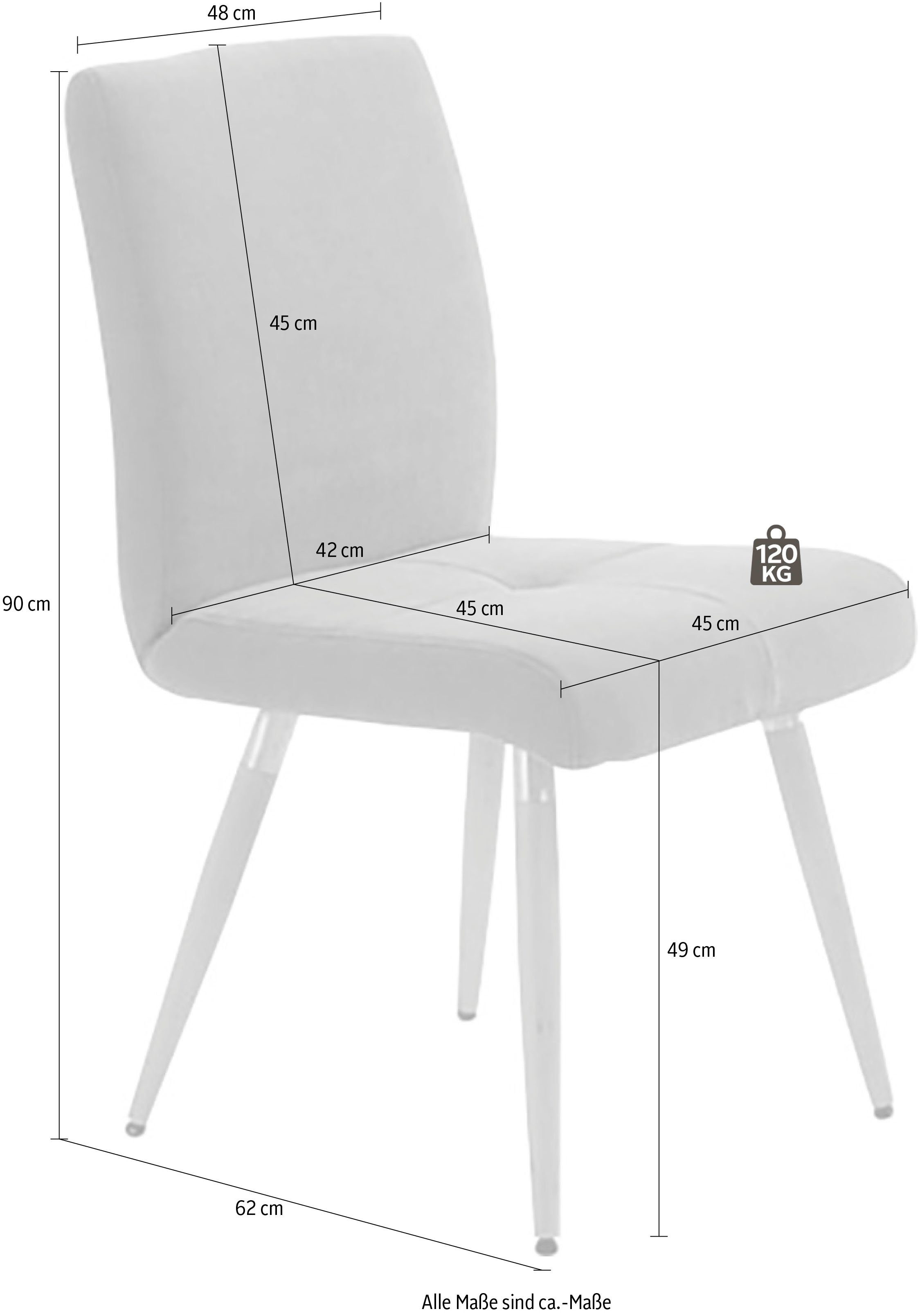 Sitzsteppung, am Massivholzbeine Rücken, Edelstahlgriff 6411, Wohnen Komfort K+W & mit 4-Fußstuhl