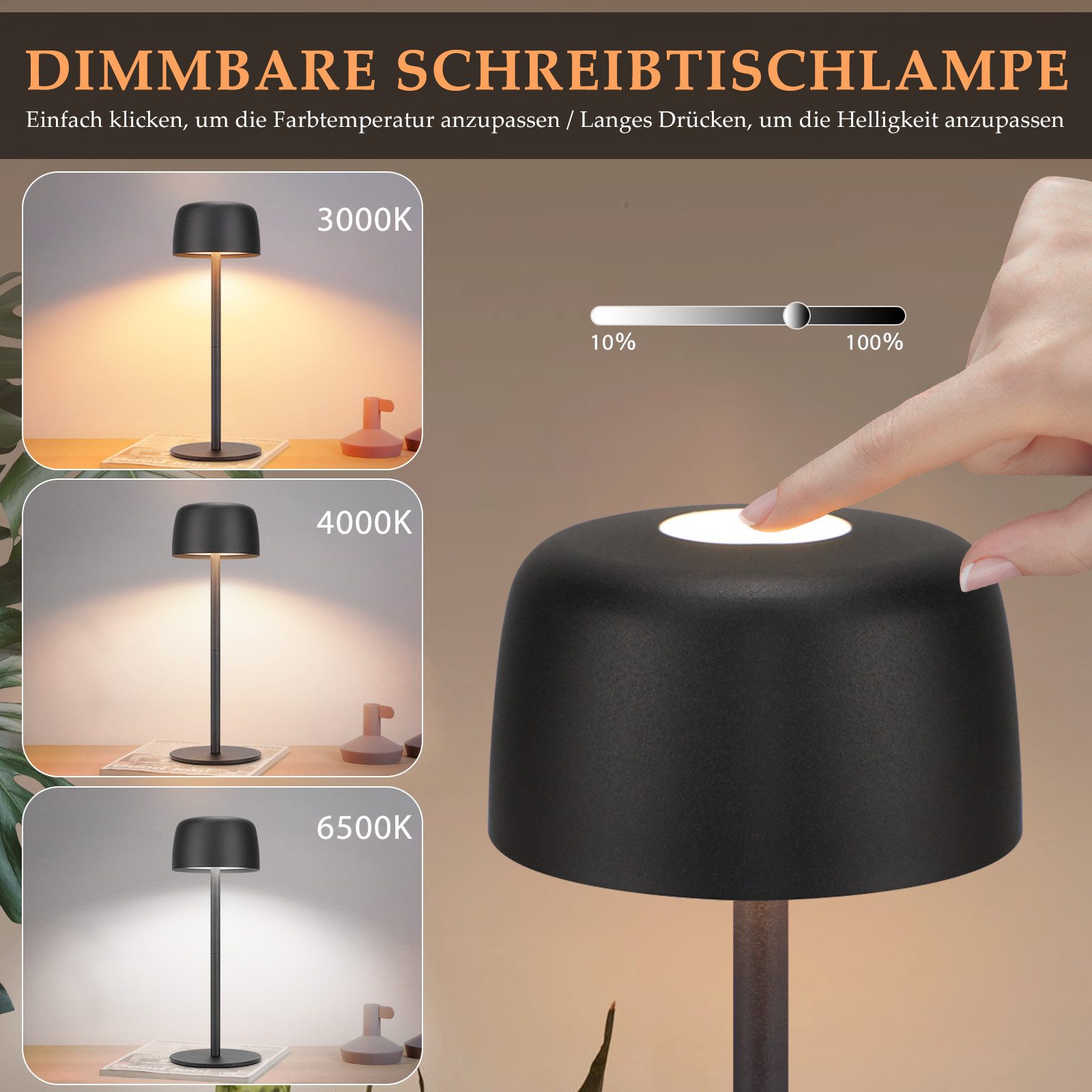 Nettlife LED Tischleuchte Kabellos 2ER Touch günstig online kaufen
