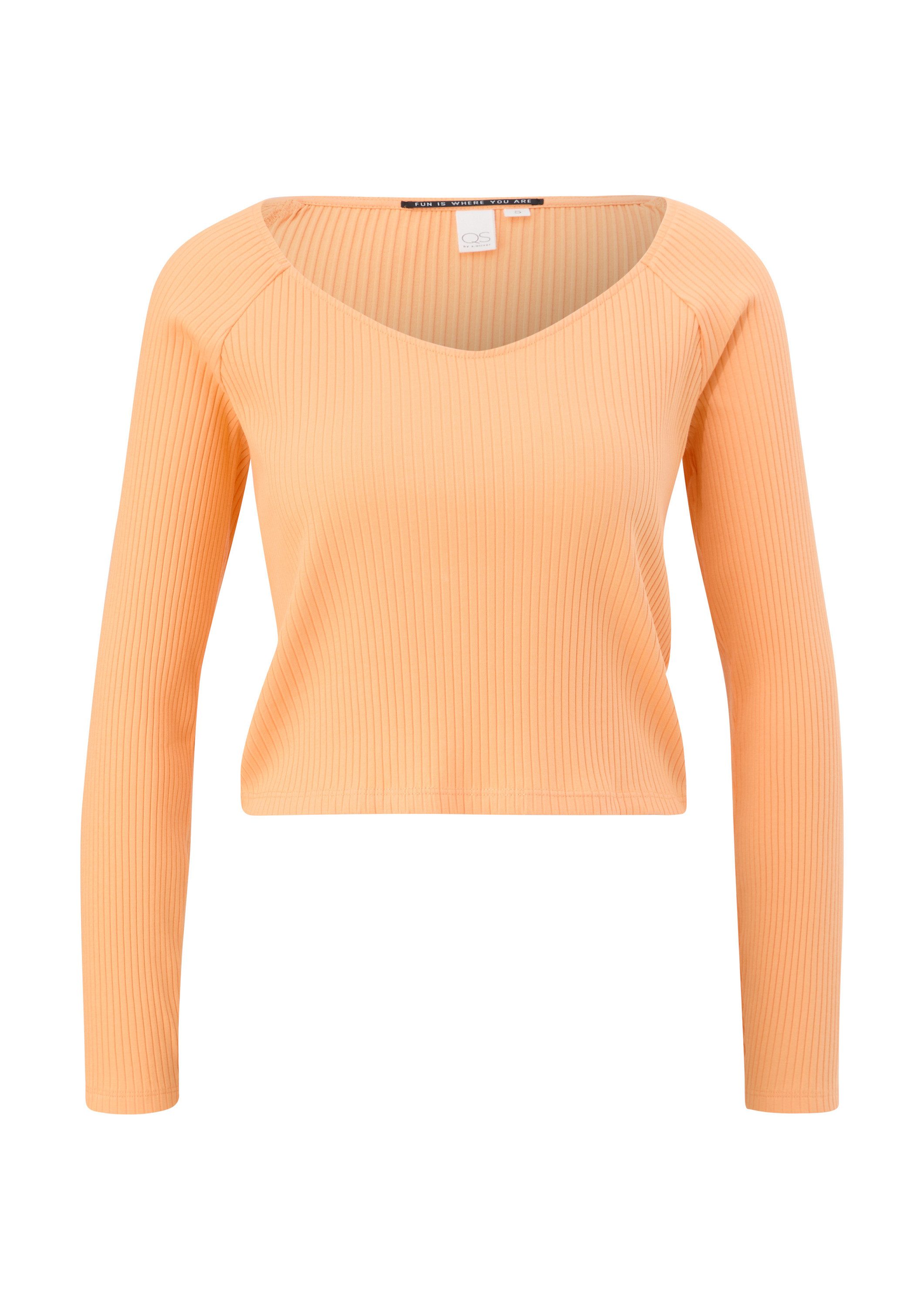 QS Langarmshirt T-Shirt Longsleeve mit Rippstruktur günstig online kaufen