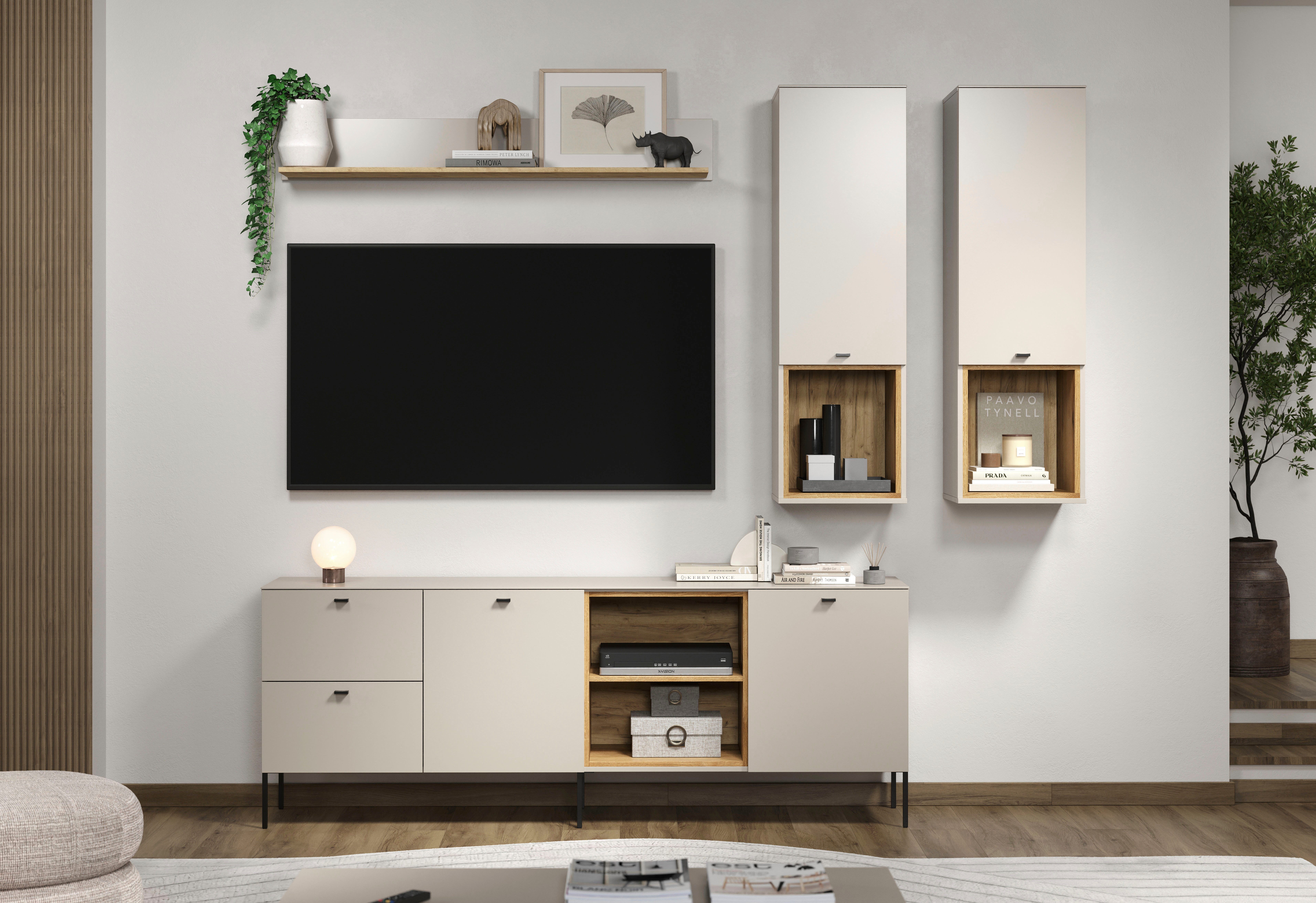 Home affaire Wohnzimmer-Set San Pedro, (Komplett-Set, 4-St), Bestehend aus: TV-Lowboard, Wandboard und 2 Hängeschränken