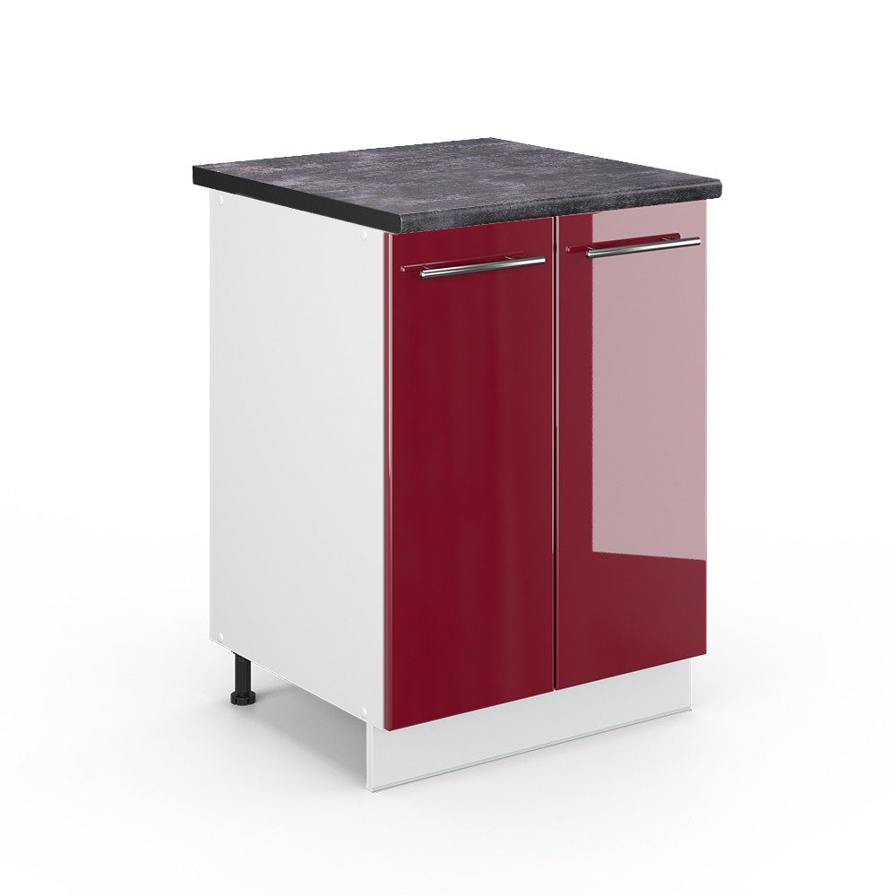 Vicco Unterschrank Fame-Line, Bordeaux Hochglanz/Weiß, 60 cm, AP Anthrazit (1-St)