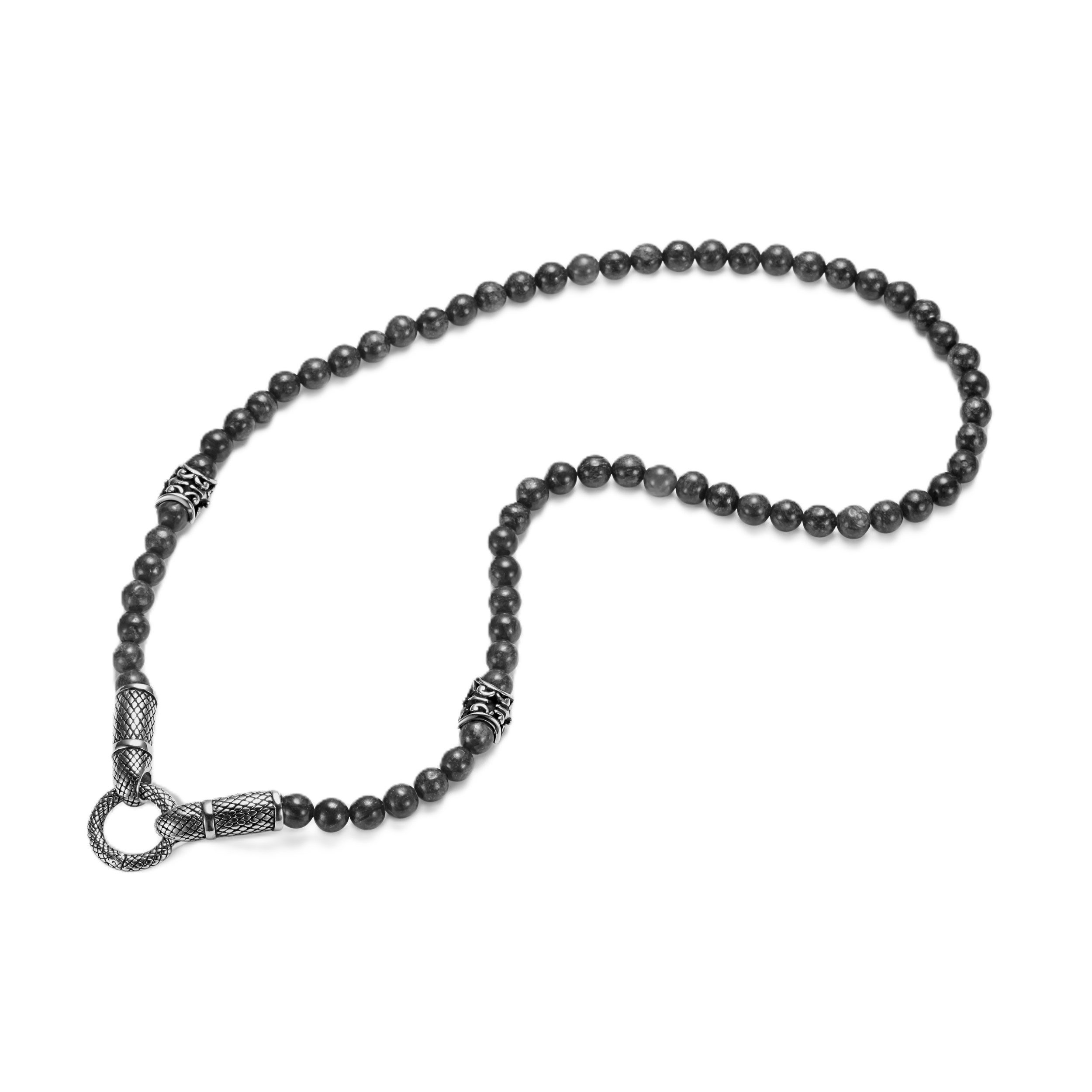 Kingka Bead-Ketten-Set Unisex Kette Obsidiansteine glänzend Edelstahl Elemente Ringverschluss (Set, Kette incl. Ringverschluss), zu Shirt, Hoodie, Jeans, Sneaker! Büro, Urlaub, Party, Geschenkidee