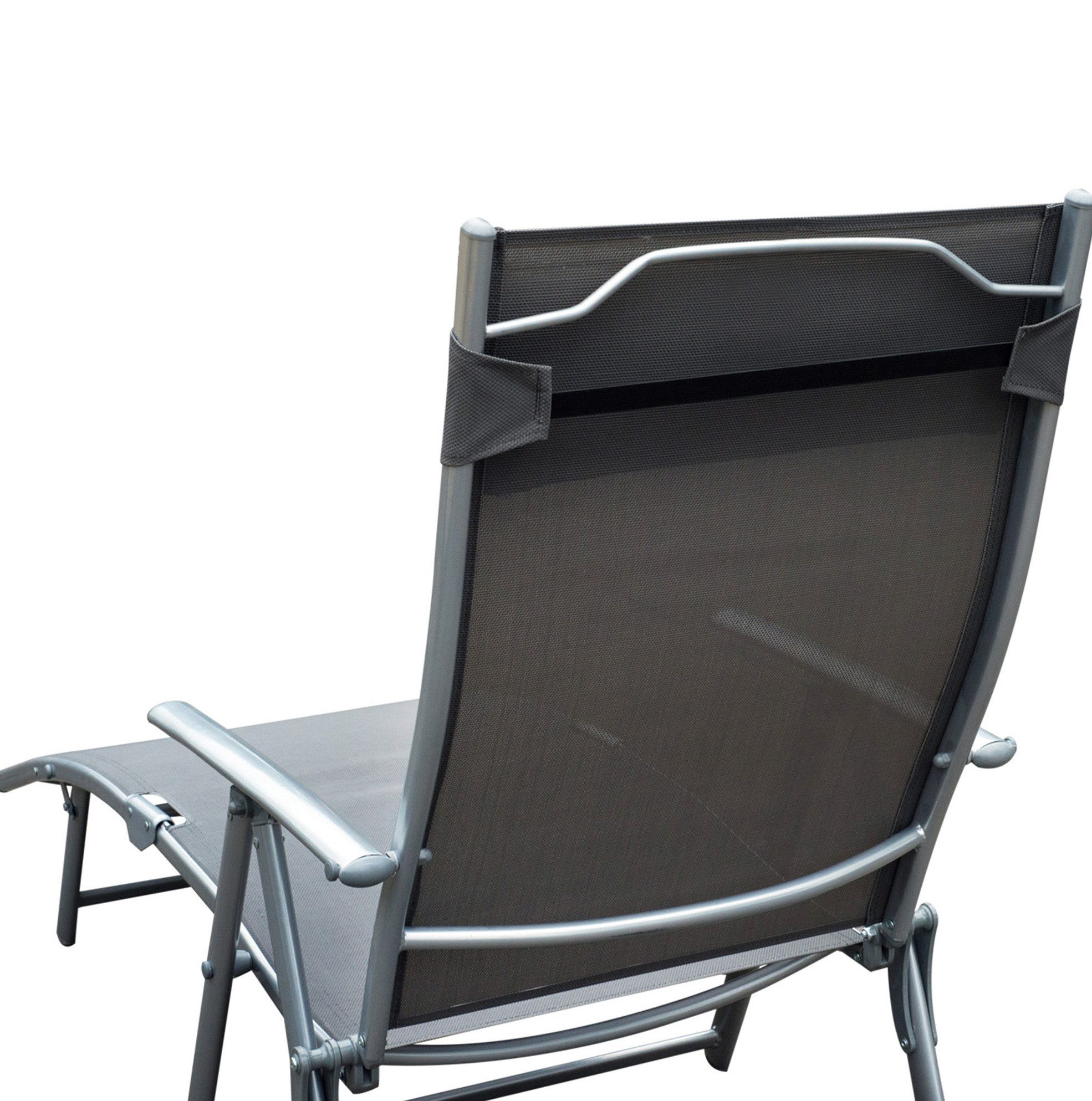 REDOM Gartenliege 137x63,5x100,5 cm, Klappstuhl Grau 7-Fach Rückenlehne 165 kg, Packung, 1 St., Sonnenliege faltbar für Balkon Garten Pool Outdoor, Relaxliege mit Kissen als Gartenstuhl Strandliege