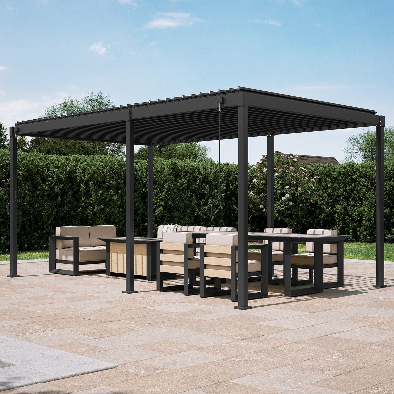 Mirador Pergola 80S 300x500 Pavillon mit Lamellendach, BxTxH: 500x300x240 cm, (Packung, 1-tlg), Stahl Anthrazit verstellbares Lamellendach