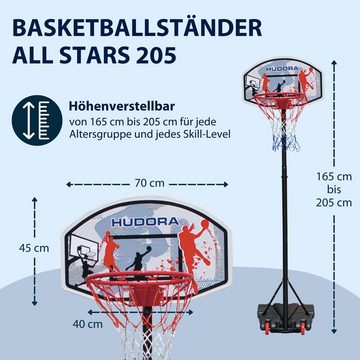 Hudora Basketballständer All Stars 205 Basketballkorb, transportabel, höhenverstellbar für Indoor & Outdoor