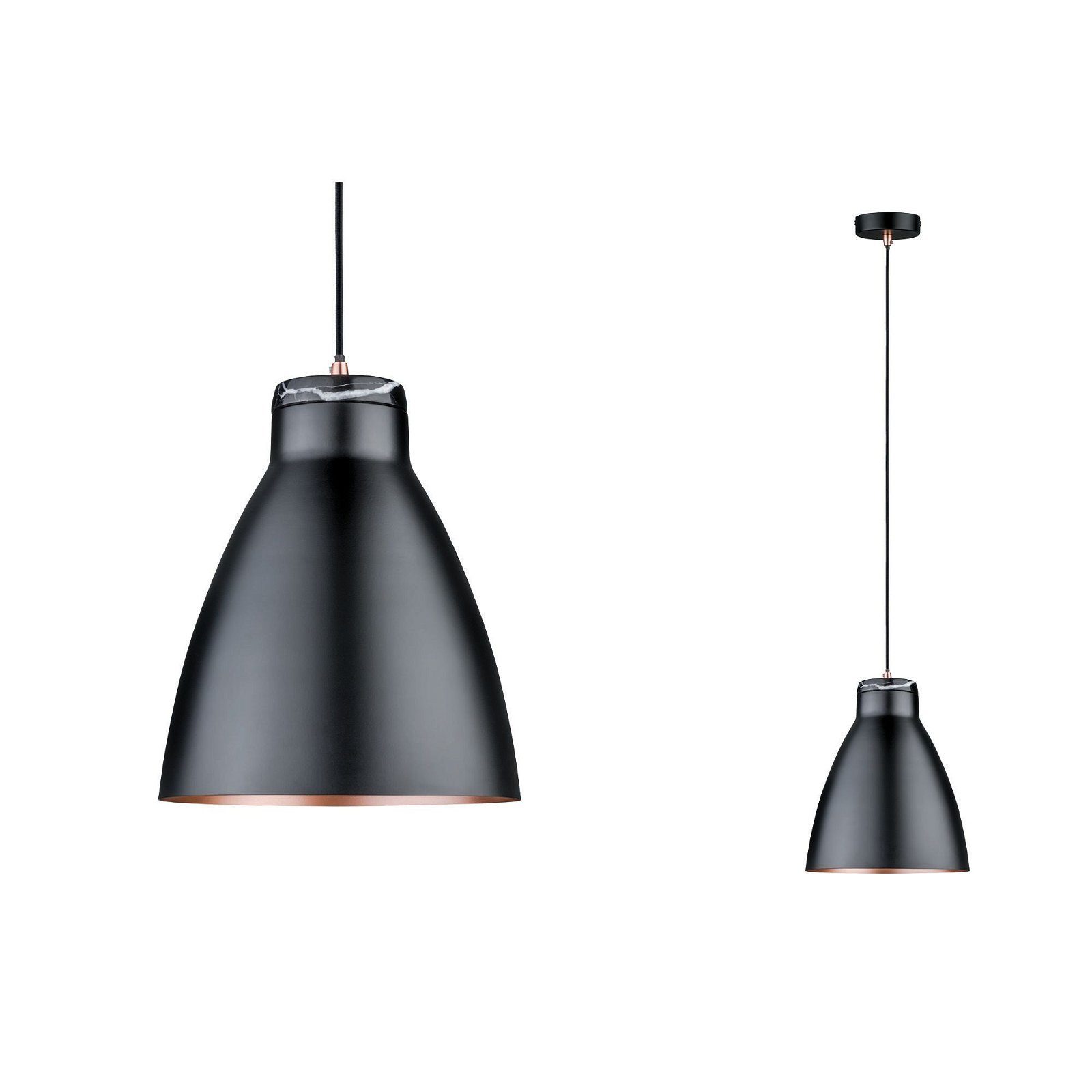 Paulmann Pendelleuchte Neordic Roald max. 1x20W Schwarz matt/Kupfer m 230V Metall/Marmor, ohne Leuchtmittel, E27