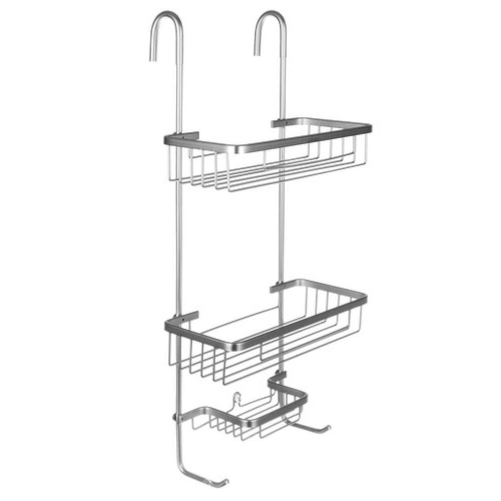 MALATEC Duschregal Duschablage zum Hängen ohne Bohren, 63 x 14 x 28,5 cm  10-tlg., Duschkorb Silber